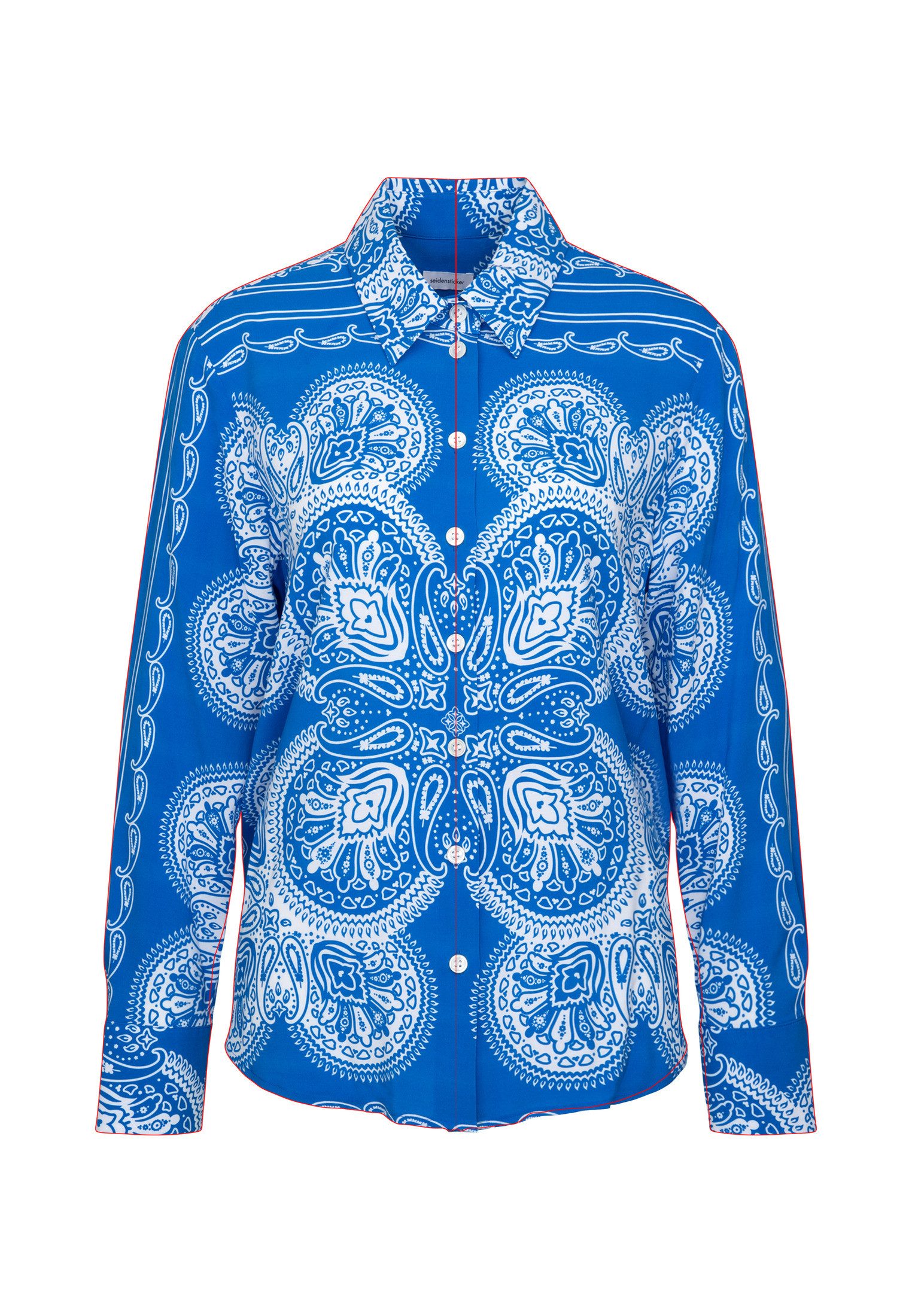 seidensticker Overhemdblouse Zwarte roos Langarm kraag sjaalprint