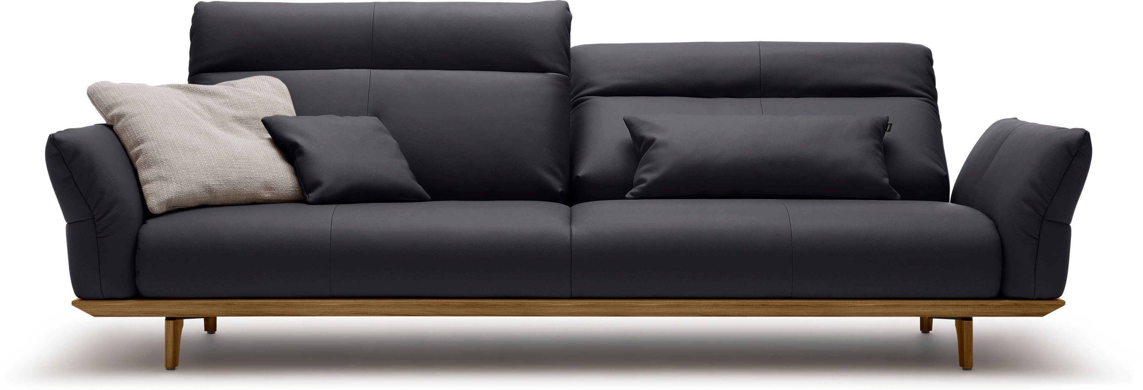 OTTO Creation BY ROLF BENZ 4-zitsbank Hs.460 Onderstel in walnotenhout, walnotenhouten poten, breedte 248 cm zwart, banken