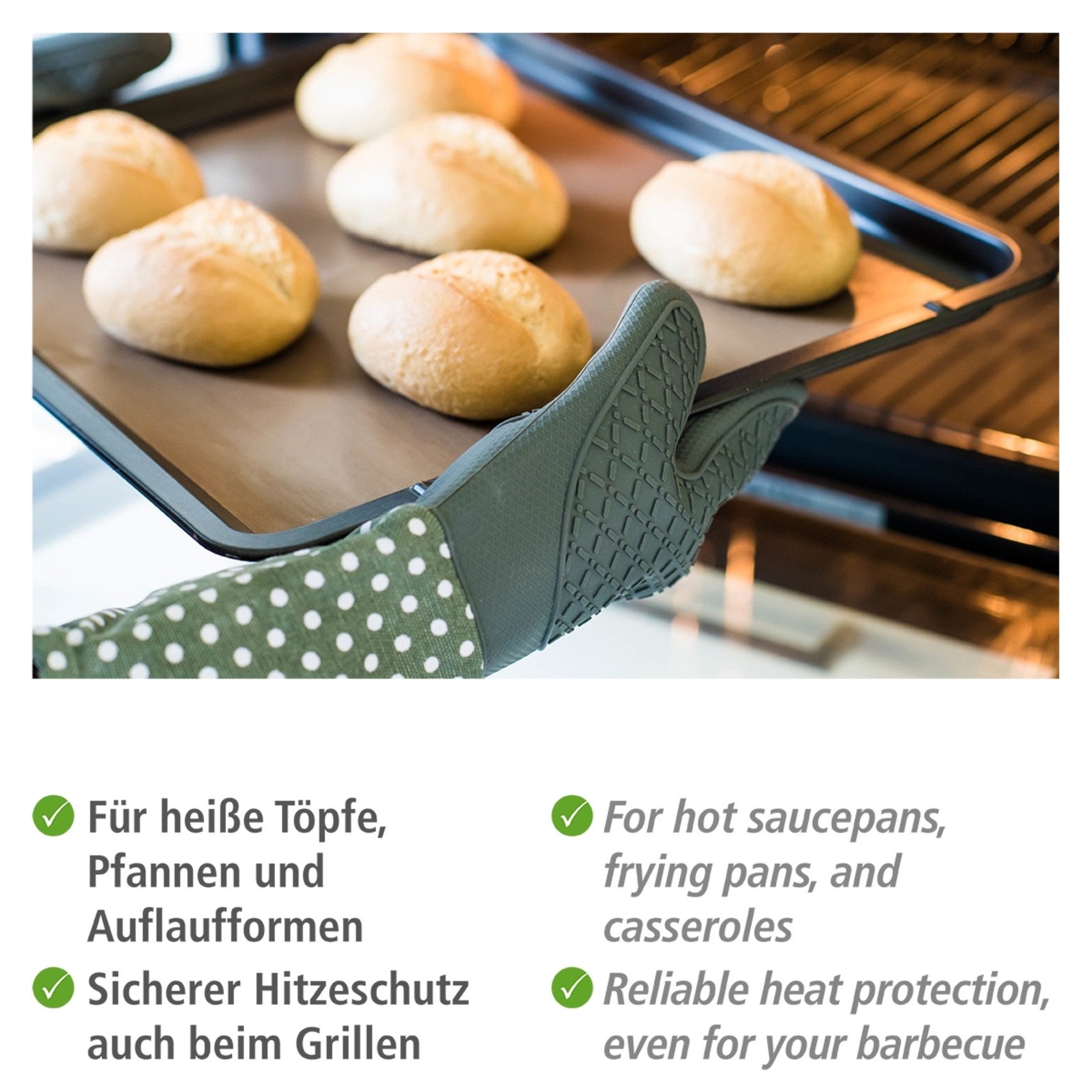 WENKO Ovenwanten Model Silicoon Oven- en grillhandschoenen, hittebescherming, katoen binnenkant, 1 paar (set, 2-delig)