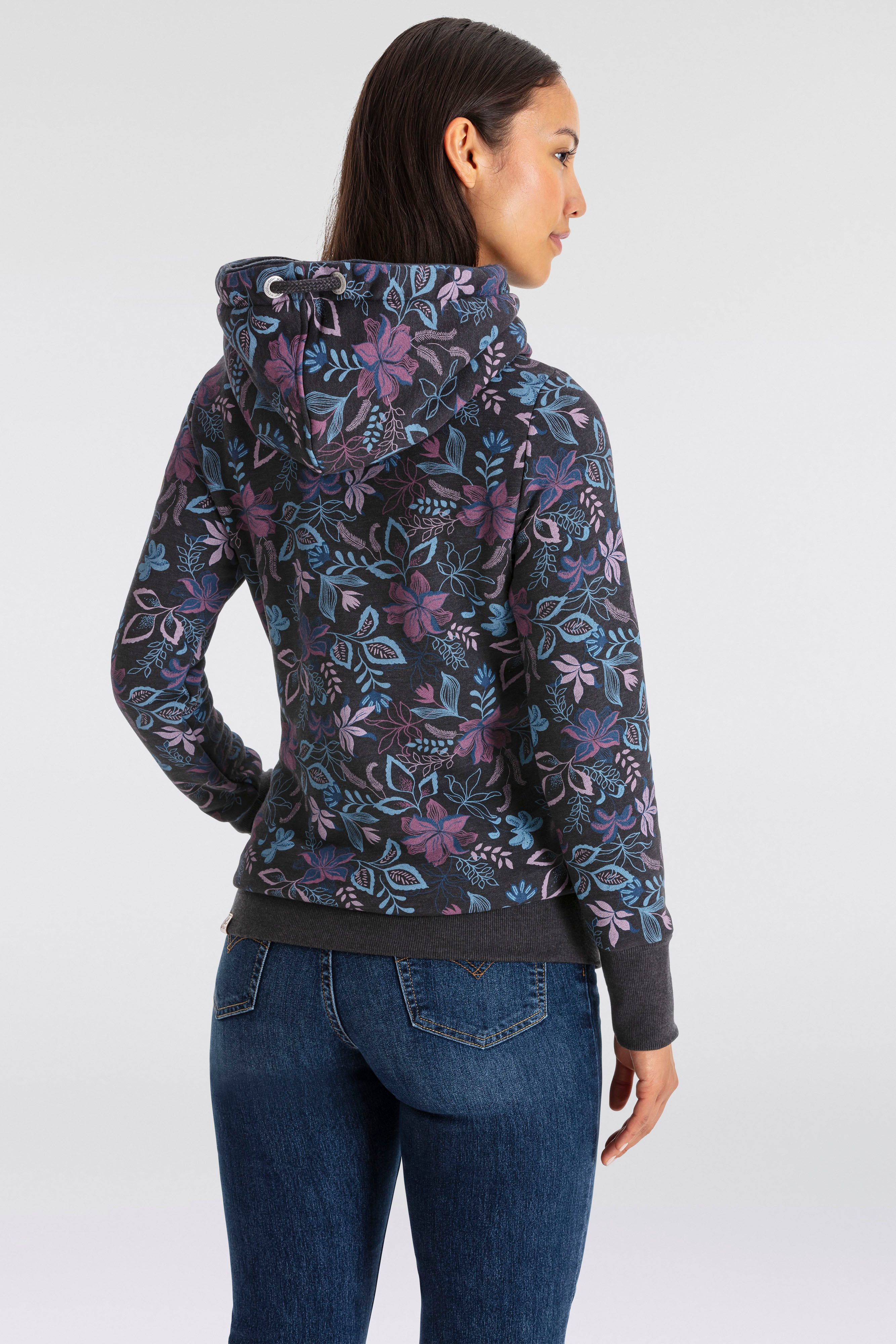 Ragwear Sweater GRIPY FLOWERS O Hoodie met gebloemde print all-over
