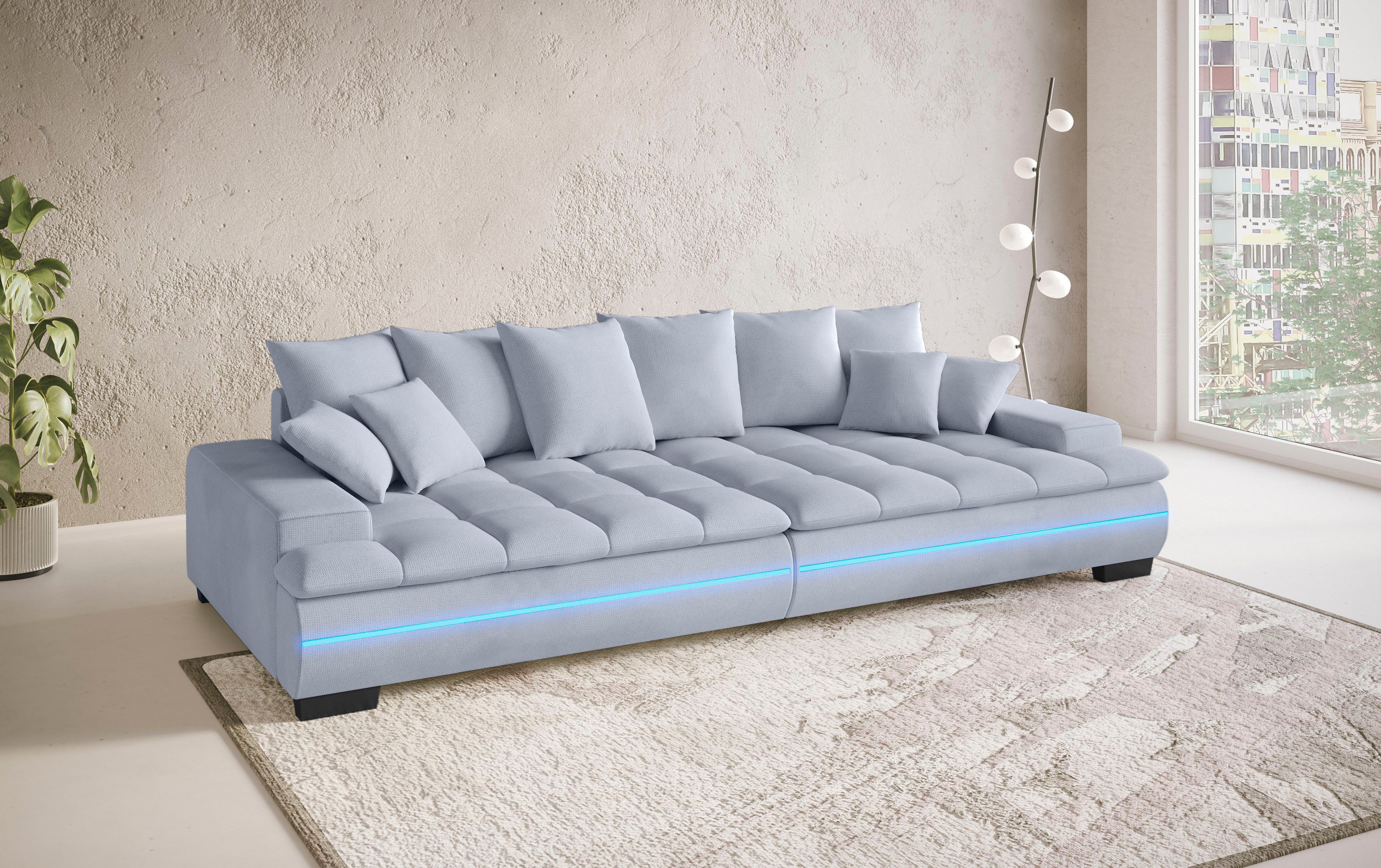 Mr. Couch Megabank Haiti II RGB-LED verlichting, koudschuim bekleding, tot 140 kg belastbaar