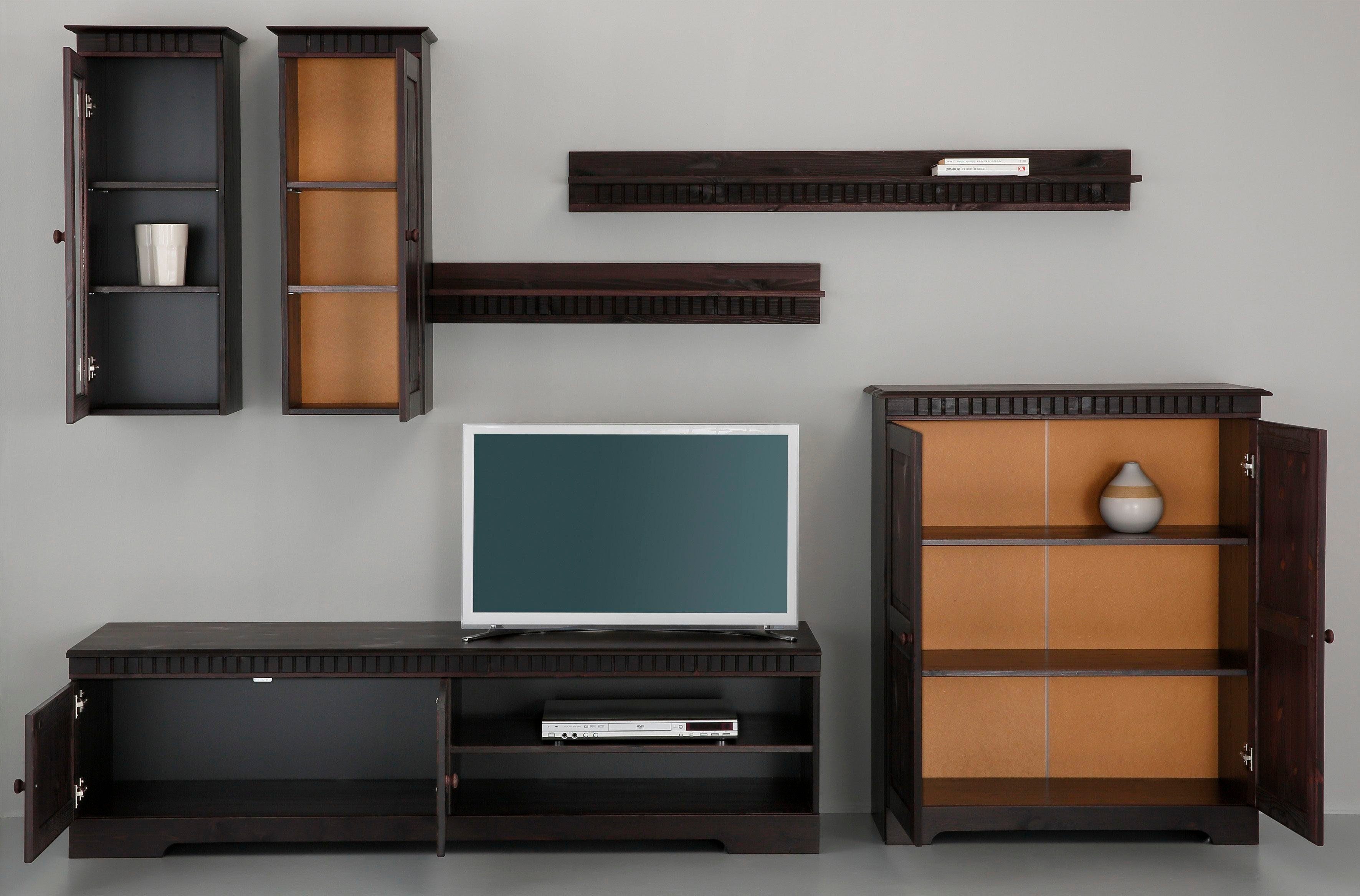 Home affaire Wandmeubel Set van: 2 hangende kasten, tv-meubel en kast (set, 4-delig) tv-wandmeubels bruin