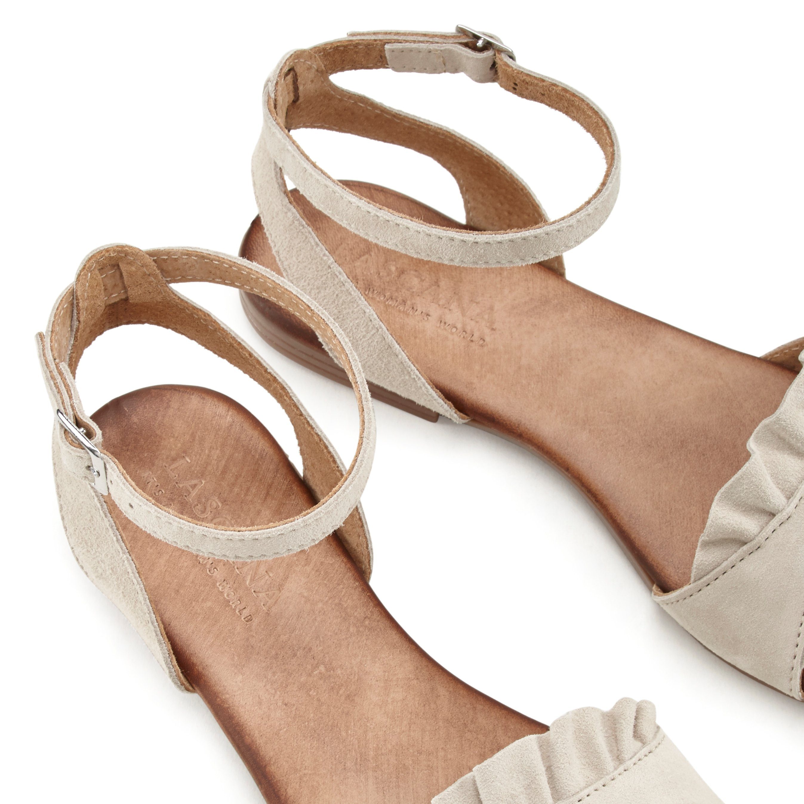 Lascana Sandalen Zomerschoen Sandalette, zomerschoen van hoogwaardig leer met kleine ruches