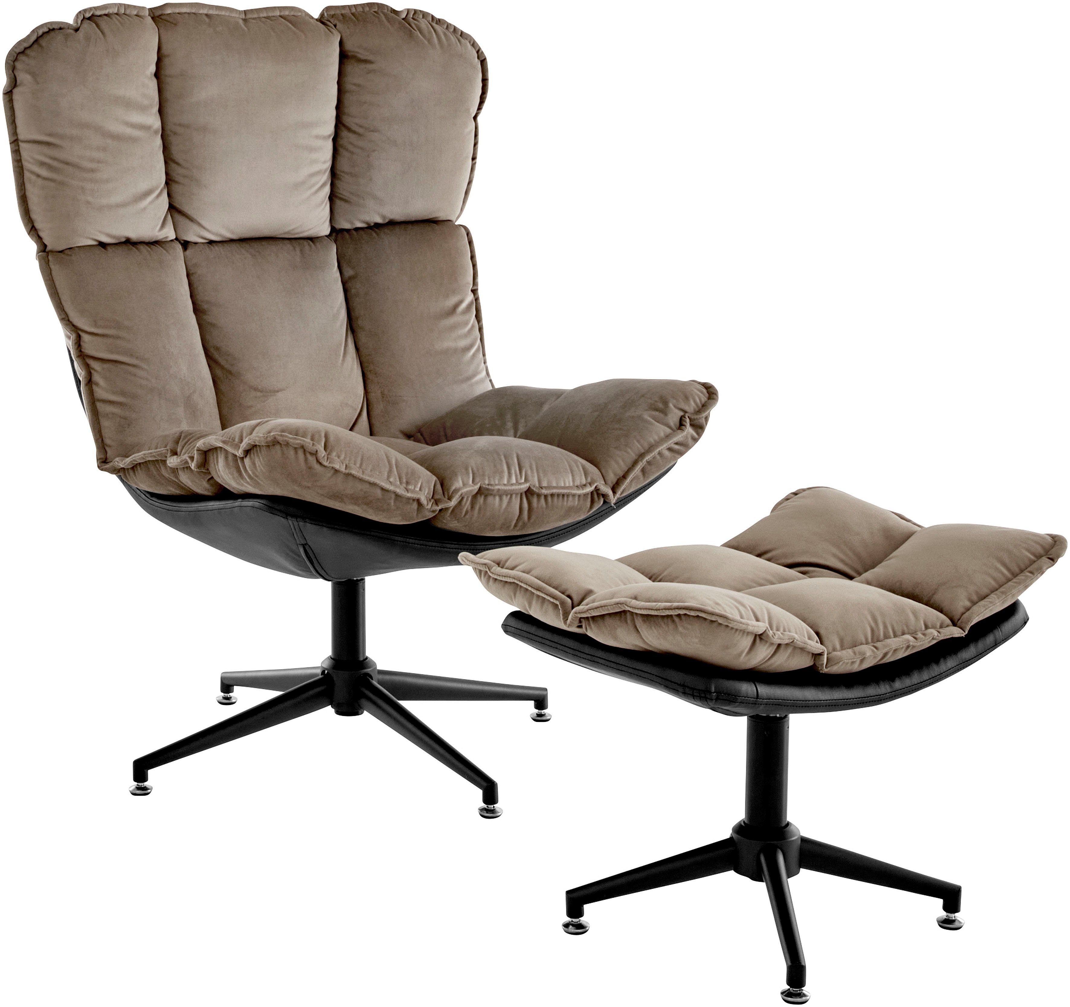 Guido Maria Kretschmer Home&Living Draaibare fauteuil Seet, gestoffeerde fauteuil met voetenbank, 360° draaibaar, fauteuil incl. poef/voetenbank (2 stuks)