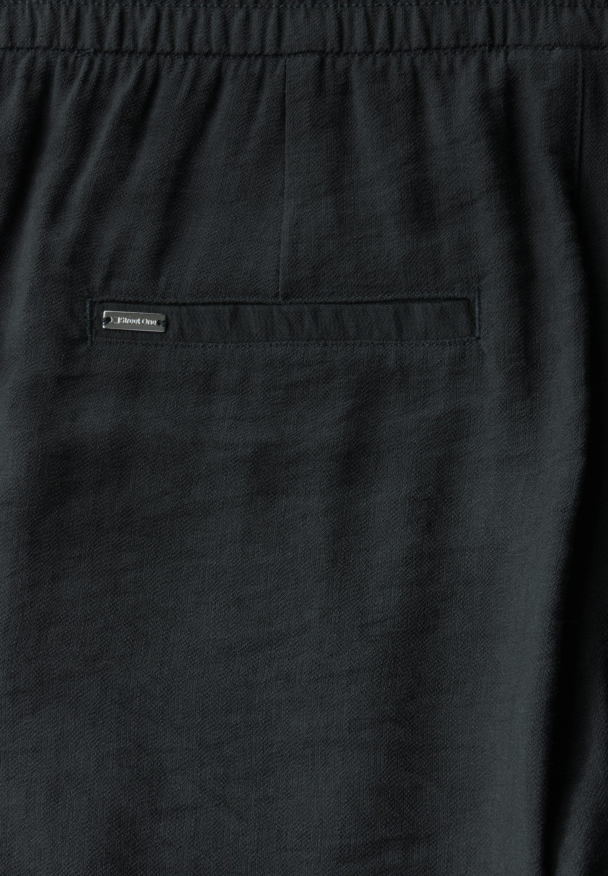 STREET ONE Stoffen broek wijdere pijp, met koord en elastische tailleband