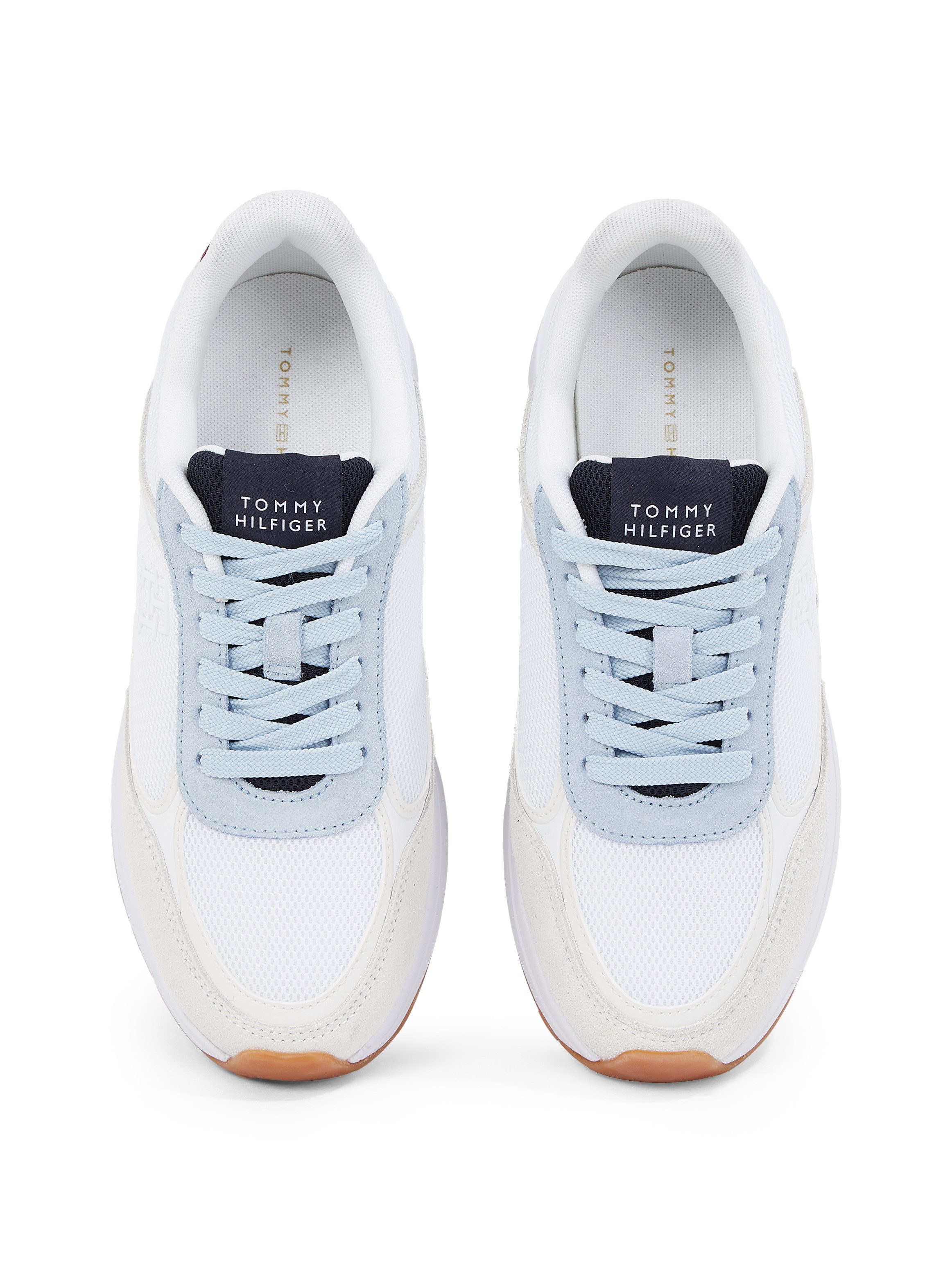 Tommy Hilfiger Sneakers met sleehak CASUAL FASHION RUNNER MIX , vrijetijdsschoen, lage schoen, veterschoen in contrast-look
