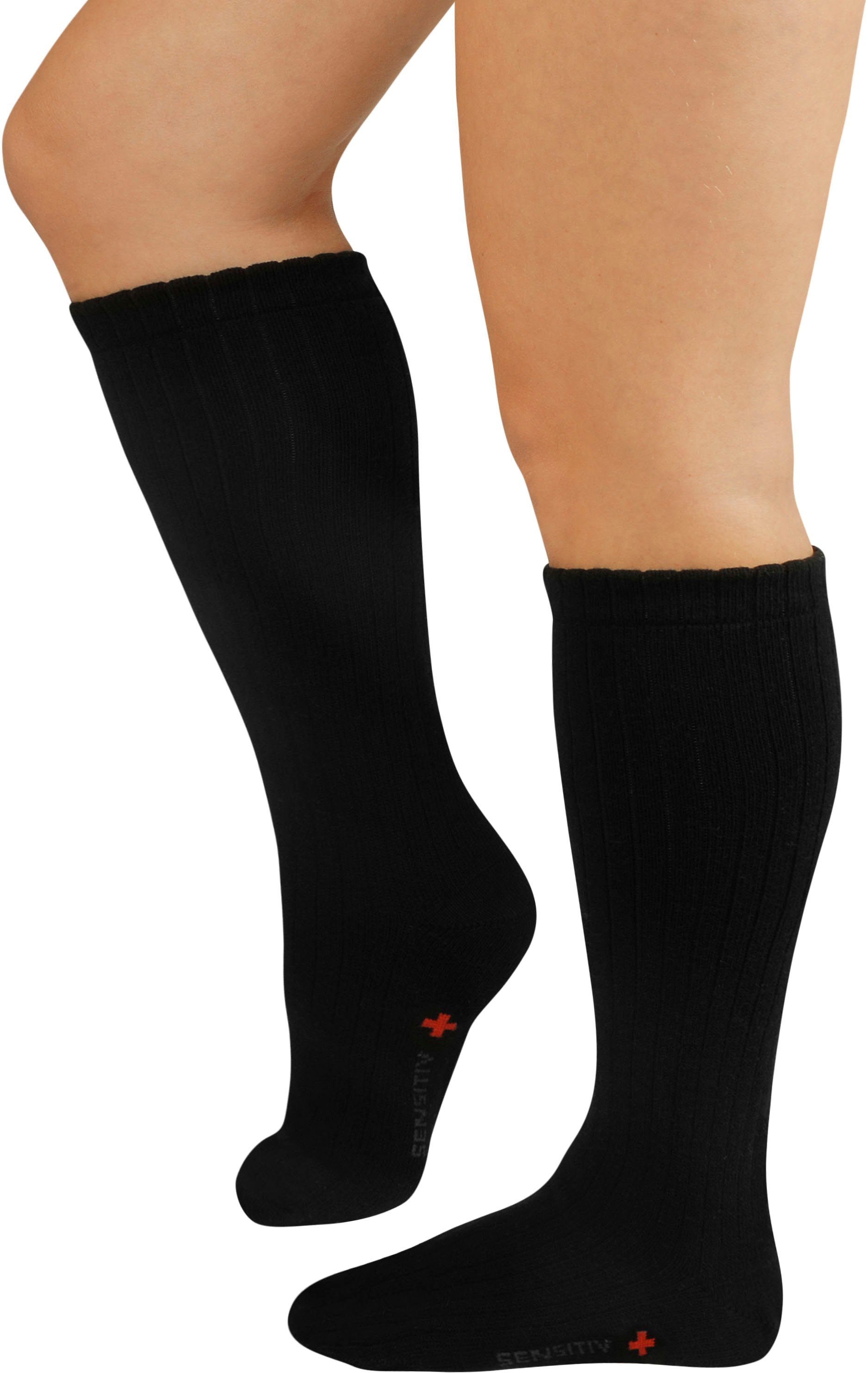 Fußgut Kniekousen Big Sensitiv kniekousen tot 50cm kuitomvang, comfortband, voor sterke kuiten, comfortabel, zacht (1 paar)