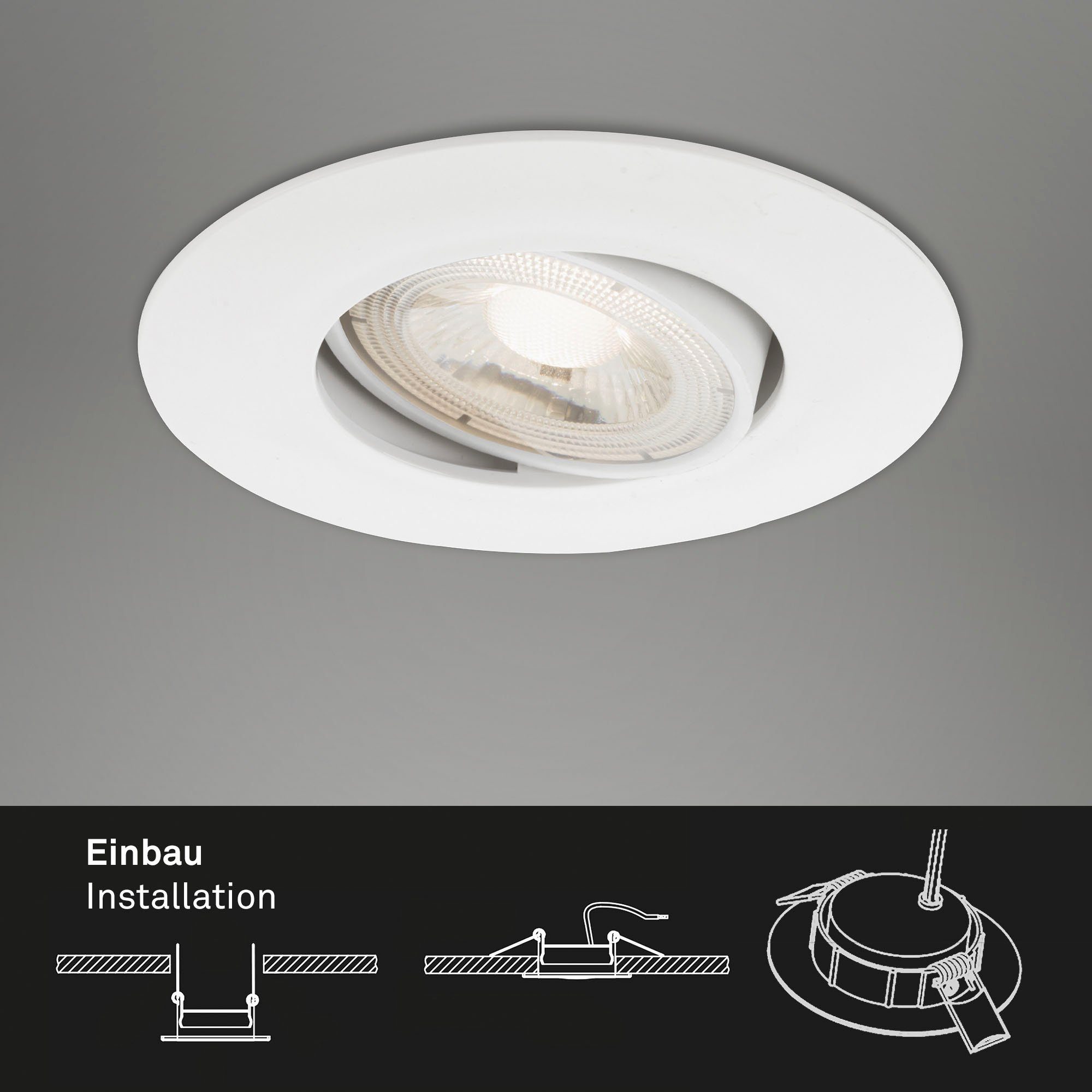 Briloner Leuchten Ledinbouwlamp 7048036 KULANA 3-pack, schijnwerpers draaibaar, traploos dimbaar, wit
