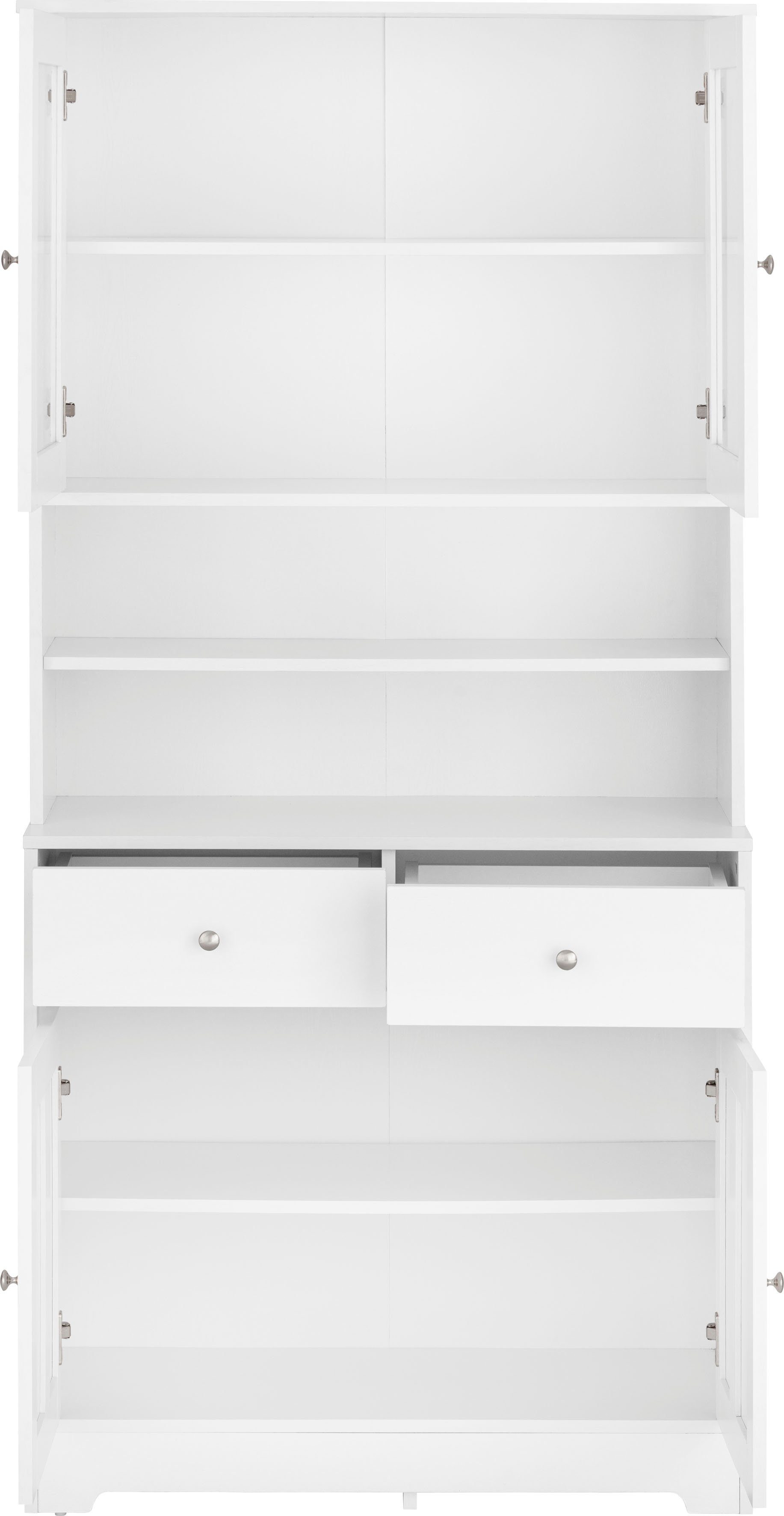 Home affaire Buffetkast Kate Breedte 88 cm, met glasdeuren en houten deuren, metalen handgrepen, hoogte 182 cm