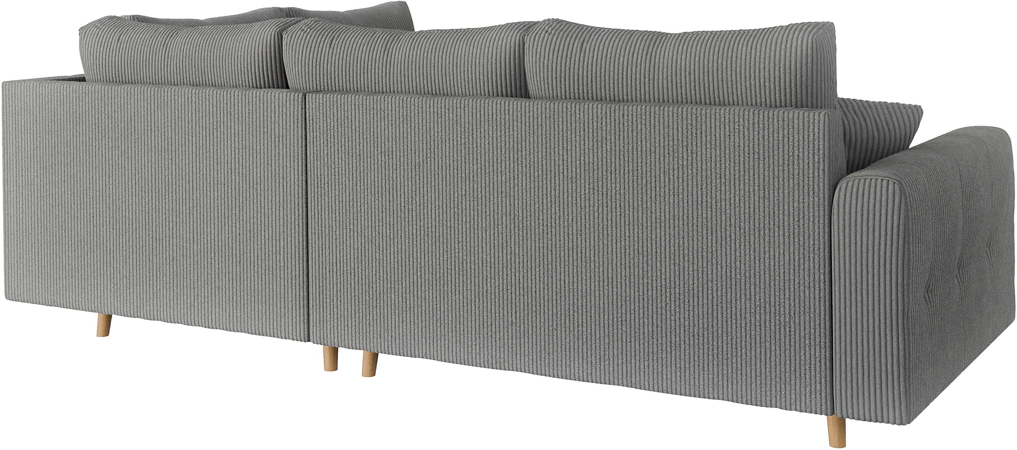 Home affaire Hoekbank CHARRE L-vorm met ottomane, afmetingen B/D/H: 231/161/81 cm fijne stiksels, losse rug- en sierkussens, ook in cord en bouclé