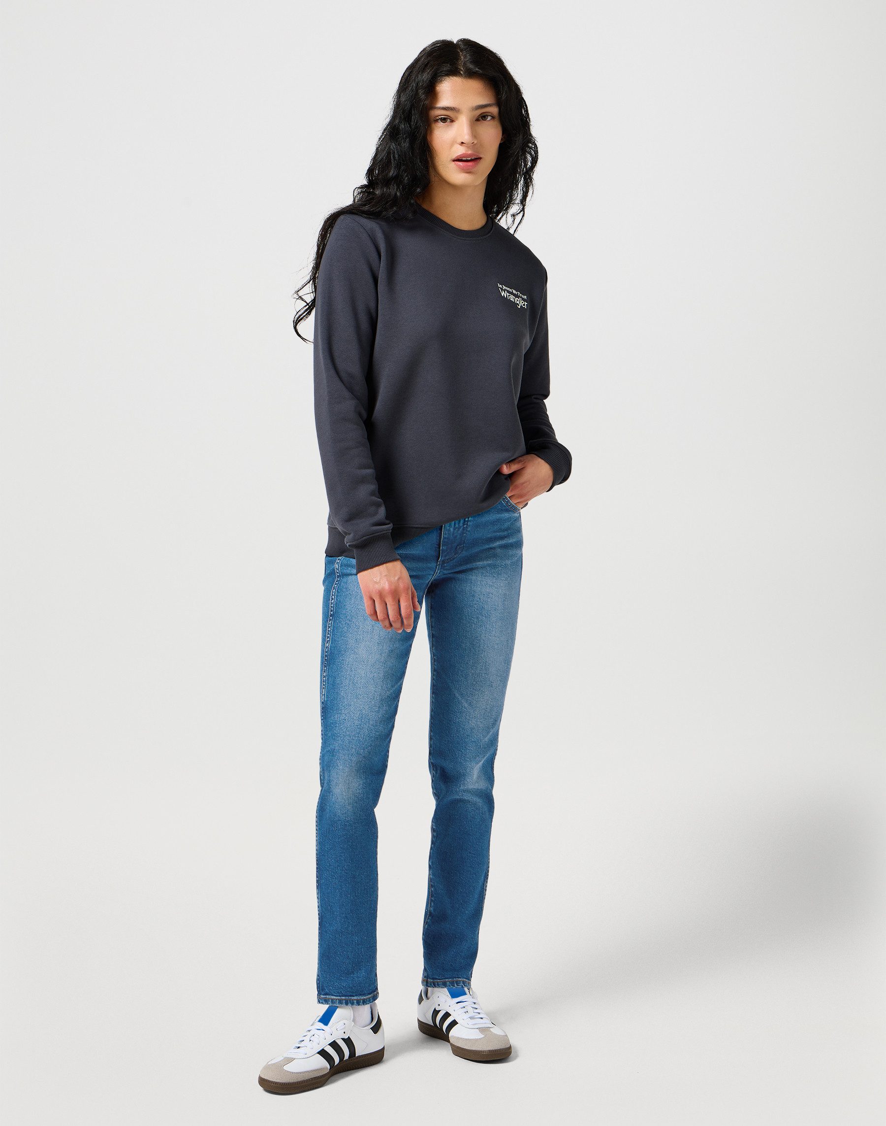 Wrangler 5-pocket jeans met contrastkleurige naden