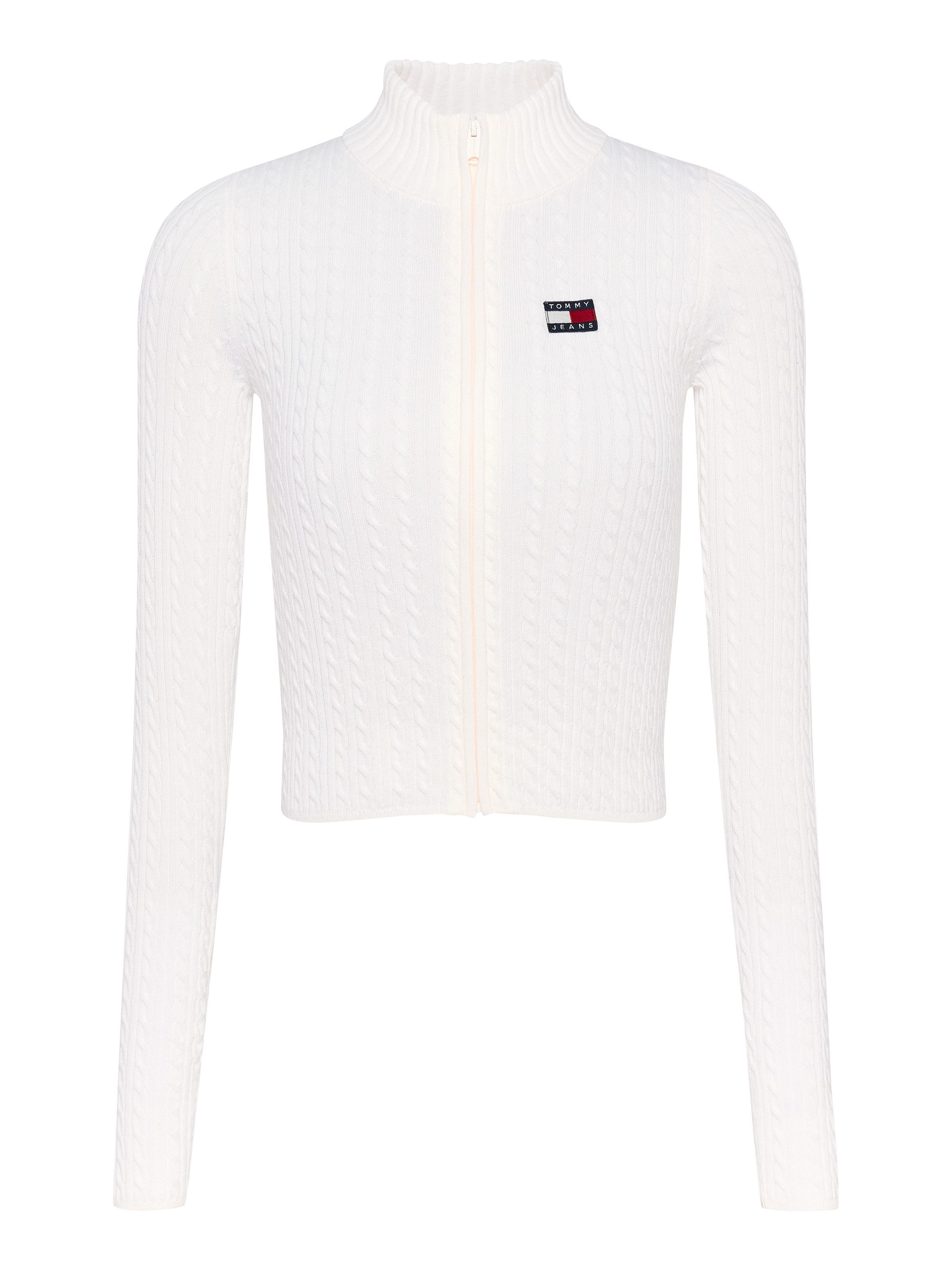 TOMMY JEANS Vest TJW ZIP-THRU CABLE CARDIGAN met kabelpatroon logo-badge