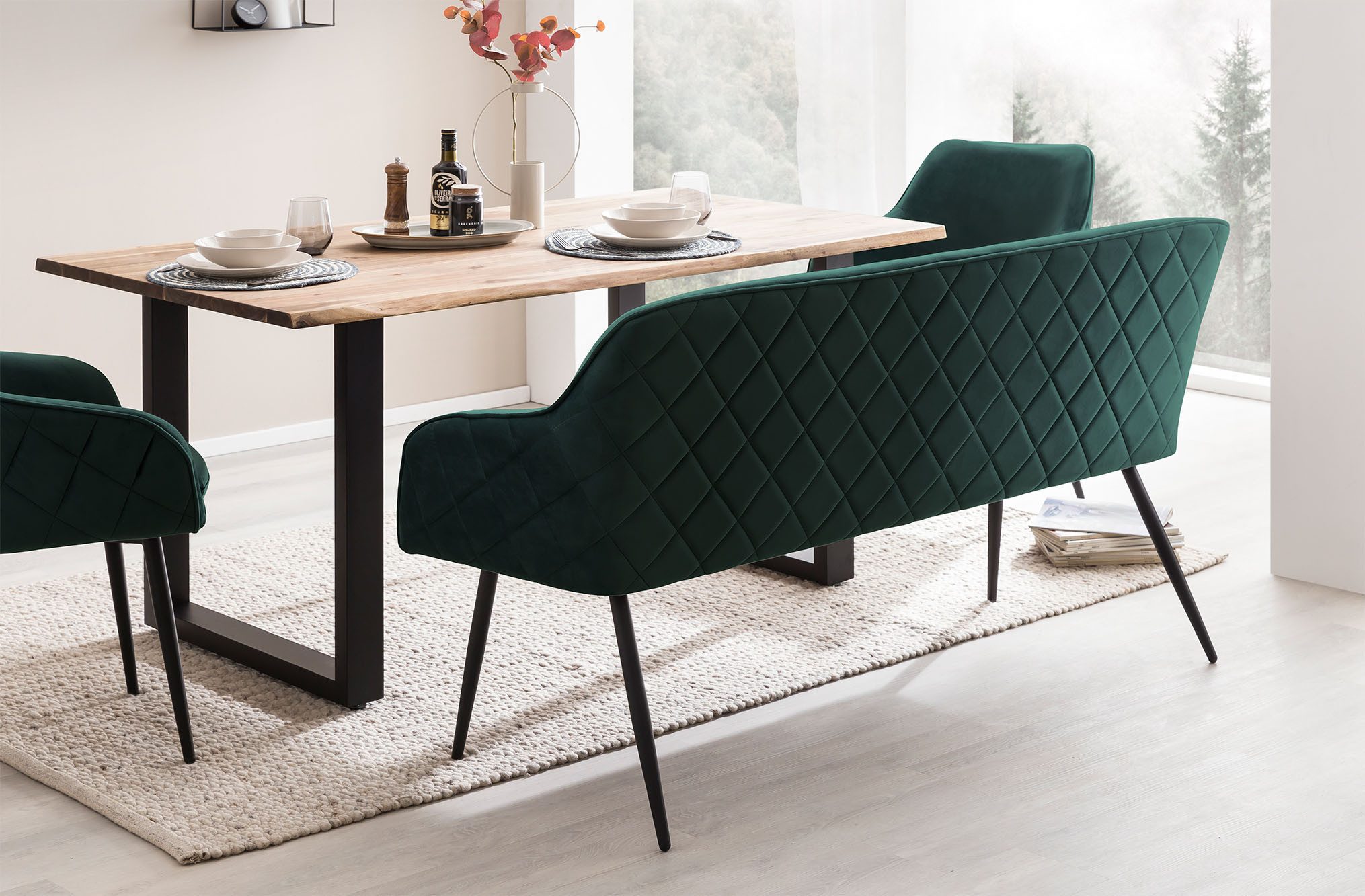 SalesFever Eethoek Rugvlak met ingewikkelde ruitstepping (set, 6-delig)