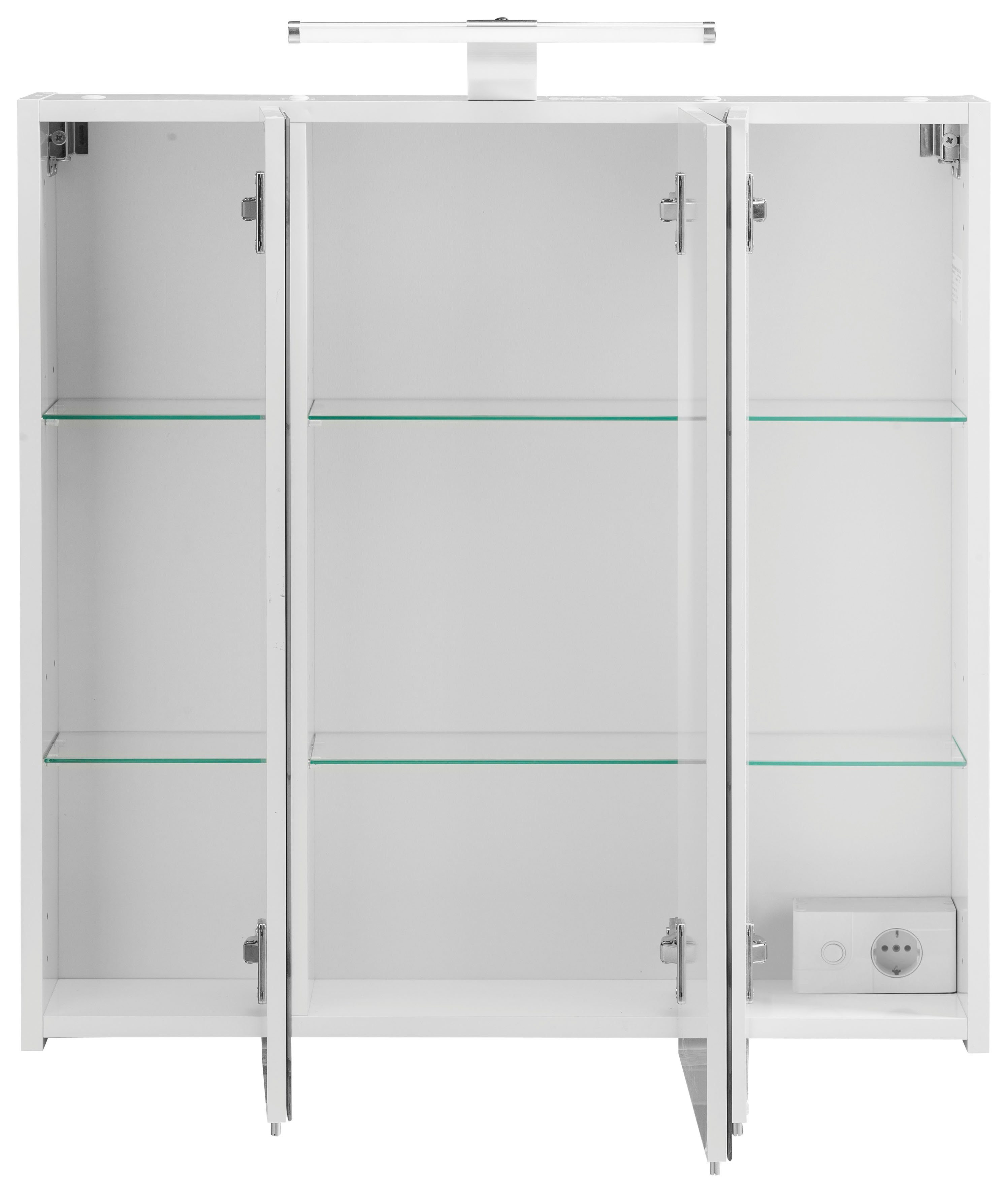 Schildmeyer Spiegelkast Roma Breedte 70 cm, 3-deurs, ledverlichting, schakelaar-/stekkerdoos