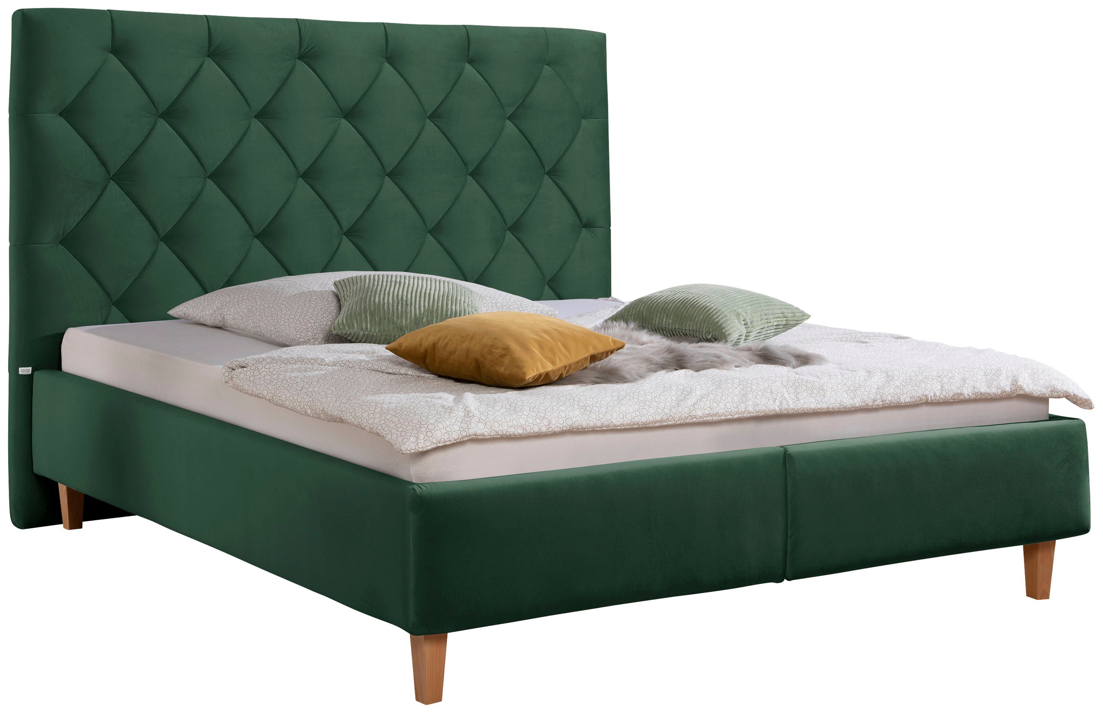 Guido Maria Kretschmer Home&Living Gestoffeerd bed Sunley 140 Kruisstiksel, hoofdbordhoogte 142 cm, zonder of met matras/lattenbodem