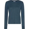 calvin klein trui met ronde hals cotton silk essential sweater met ck monogram-borduursel blauw