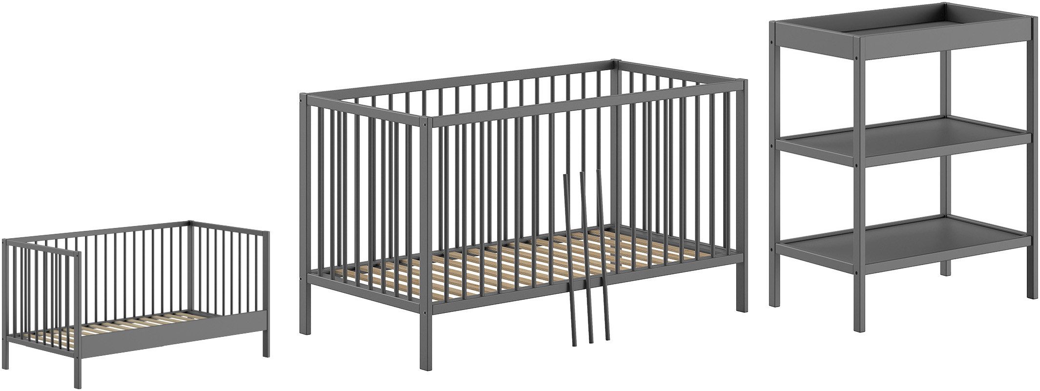 Vipack Babymeubelset Dino is het ideale startpakket voor uw kind van massief beukenhout (2-delig) ledikanten + commodesets zwart