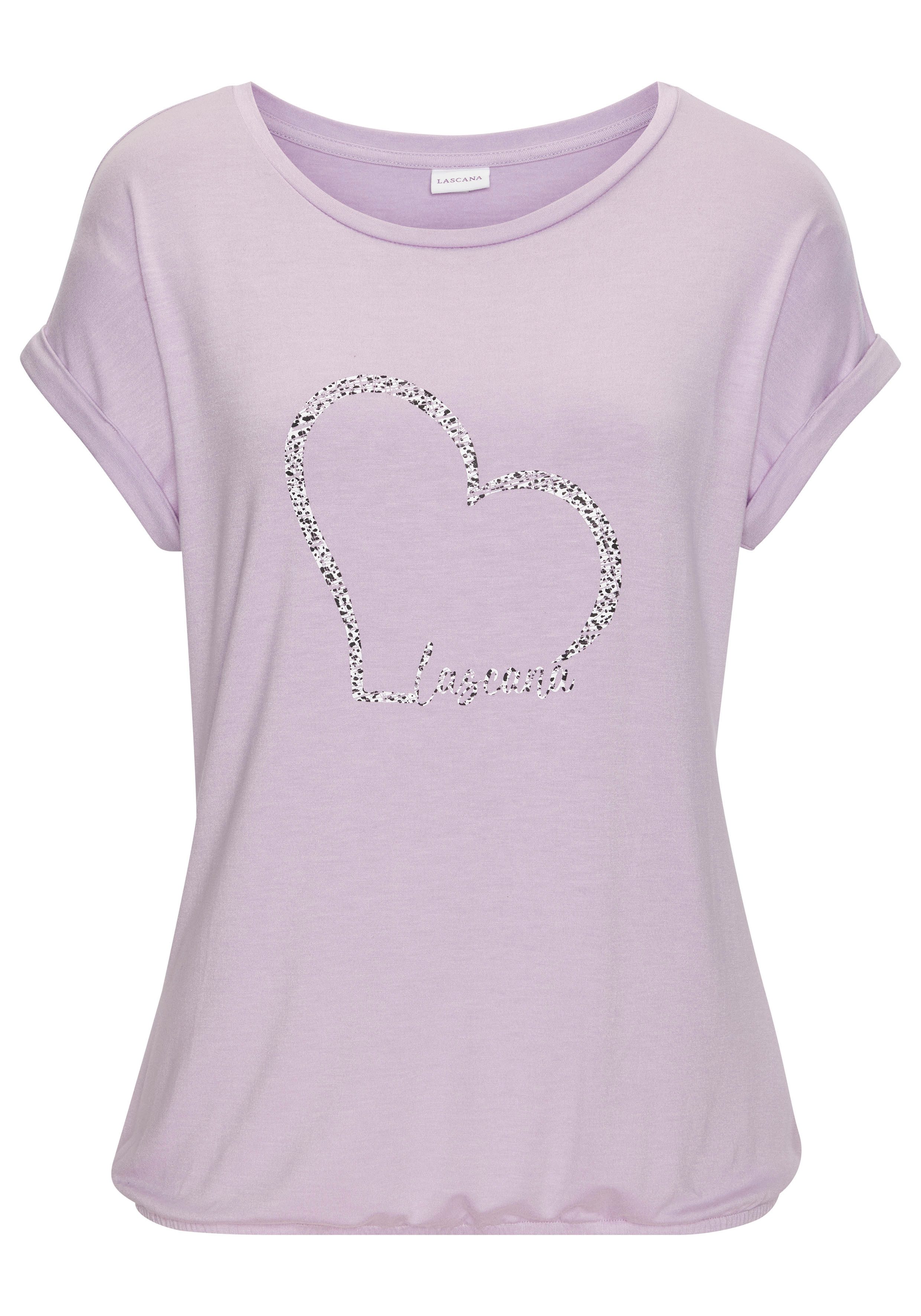 Lascana Shirt met korte mouwen Met Lascana hartprint van zachte viscose-stretch (1-delig)