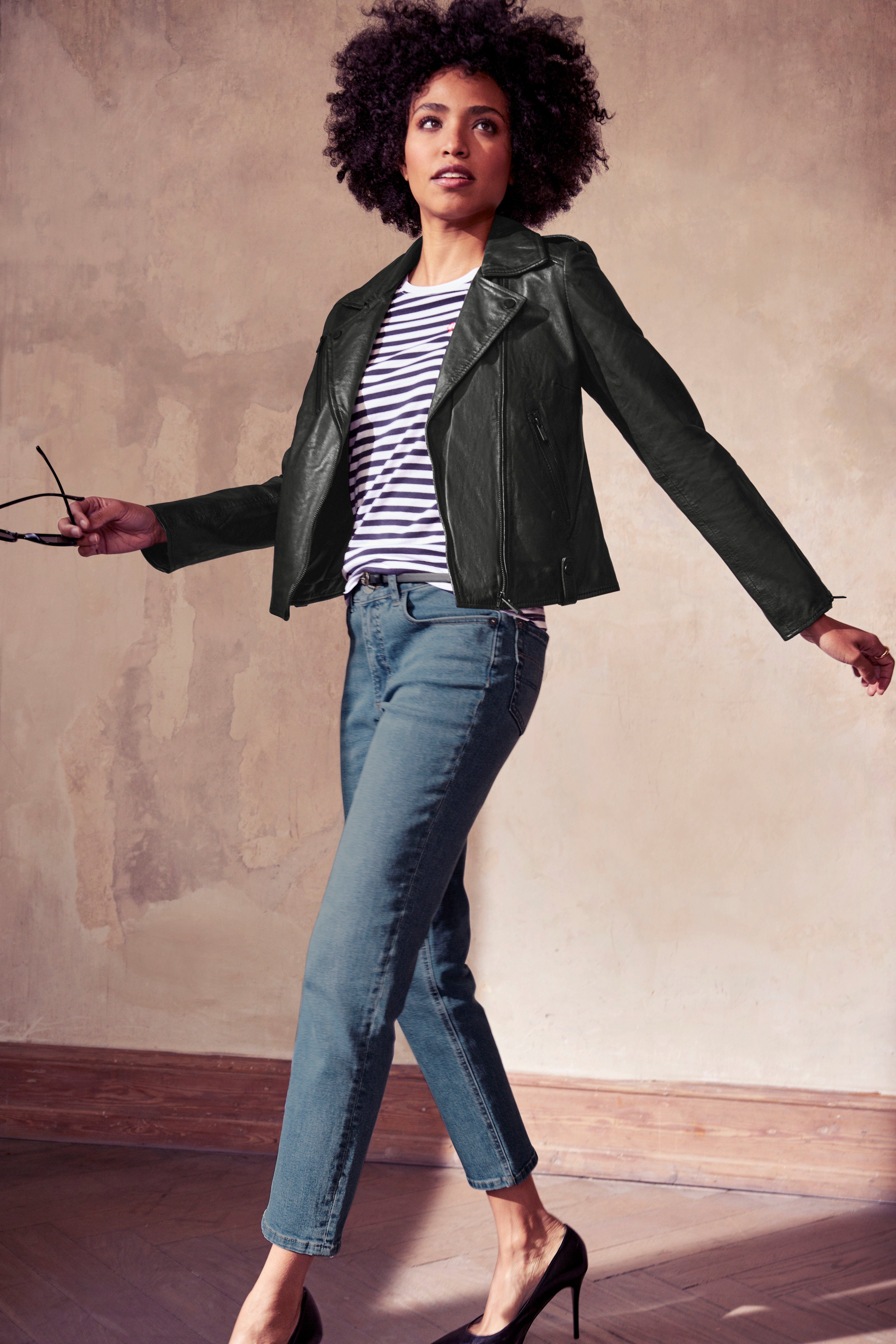 HECHTER PARIS Mom jeans hoge taille, enkel-vrij, met riemlussen