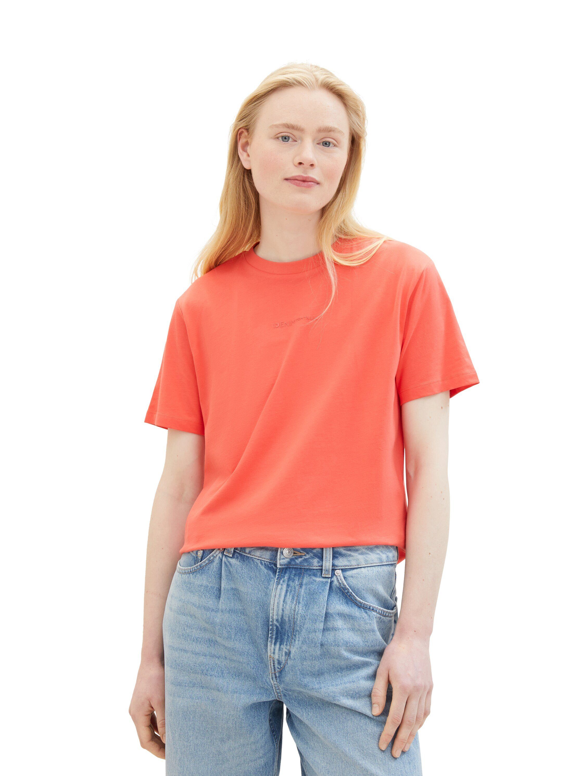 Tom Tailor Denim Shirt met korte mouwen Basic T-shirt met ronde hals en logo-embossing