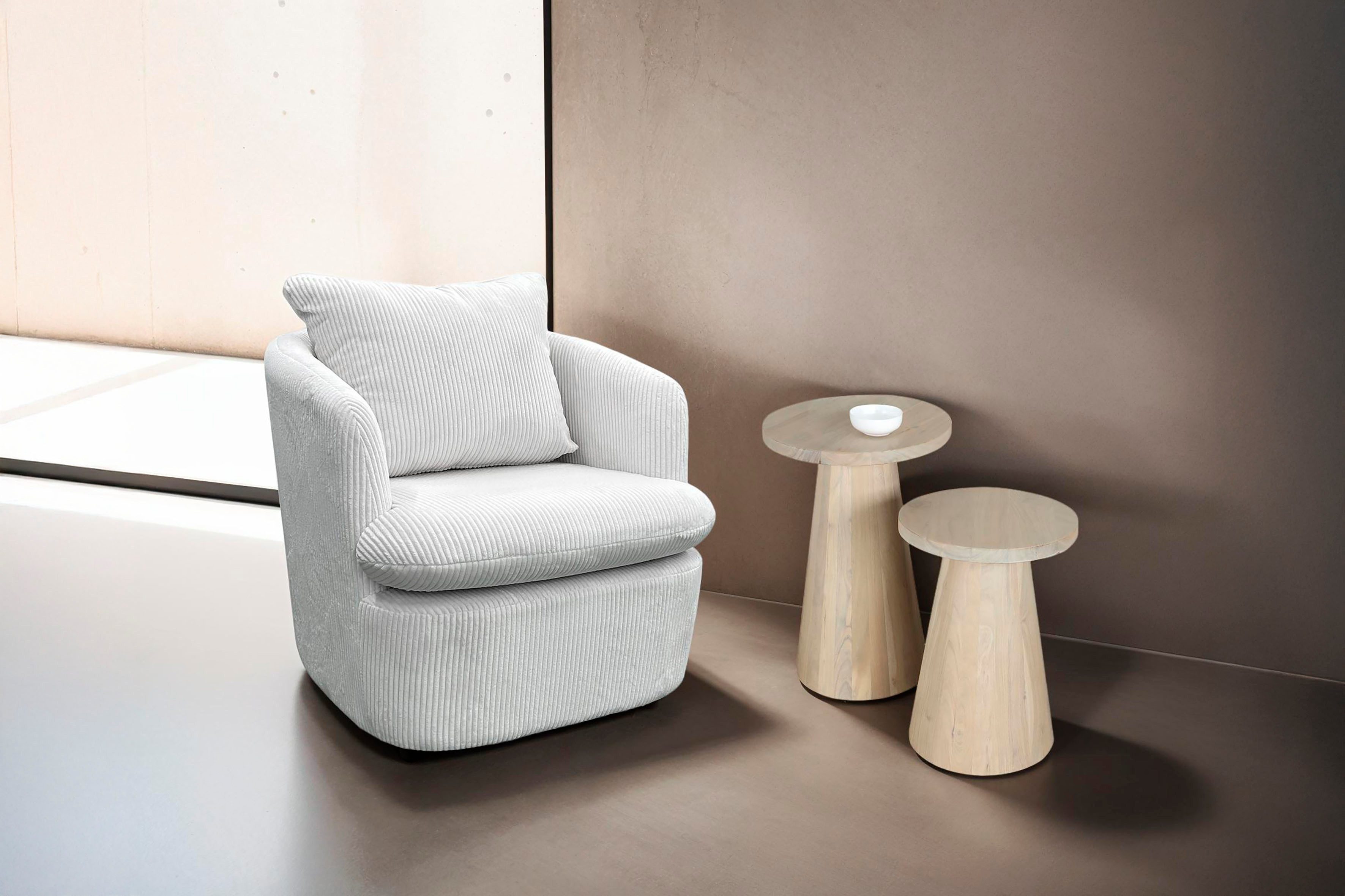 byLIVING Bijzettafel Kegel uit massief hout in zwart of white wash, verschillende maten (set)