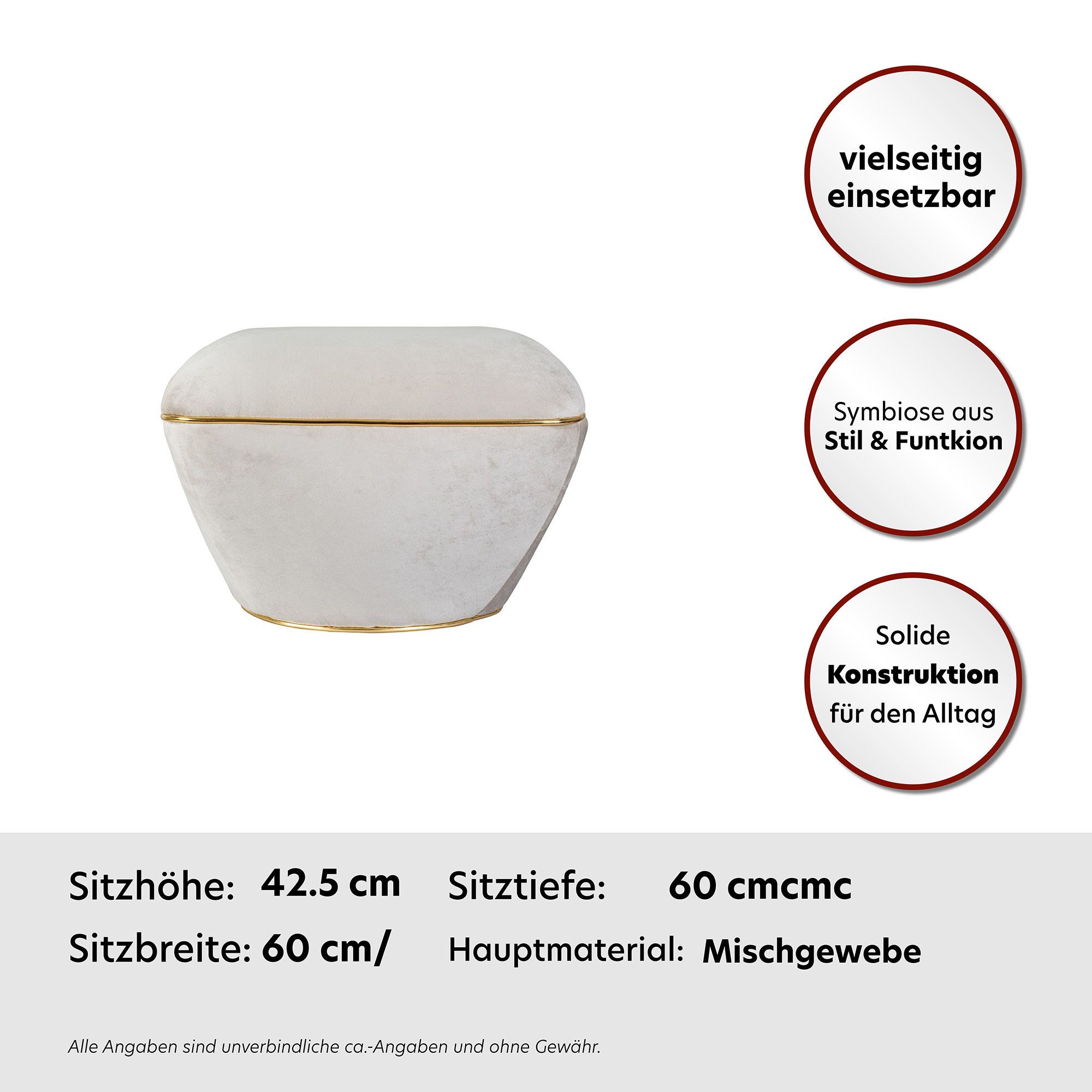 Kayoom Zithocker Kruk Contessa 125, veelzijdig inzetbare allrounder, elegante vorm (1 stuk)