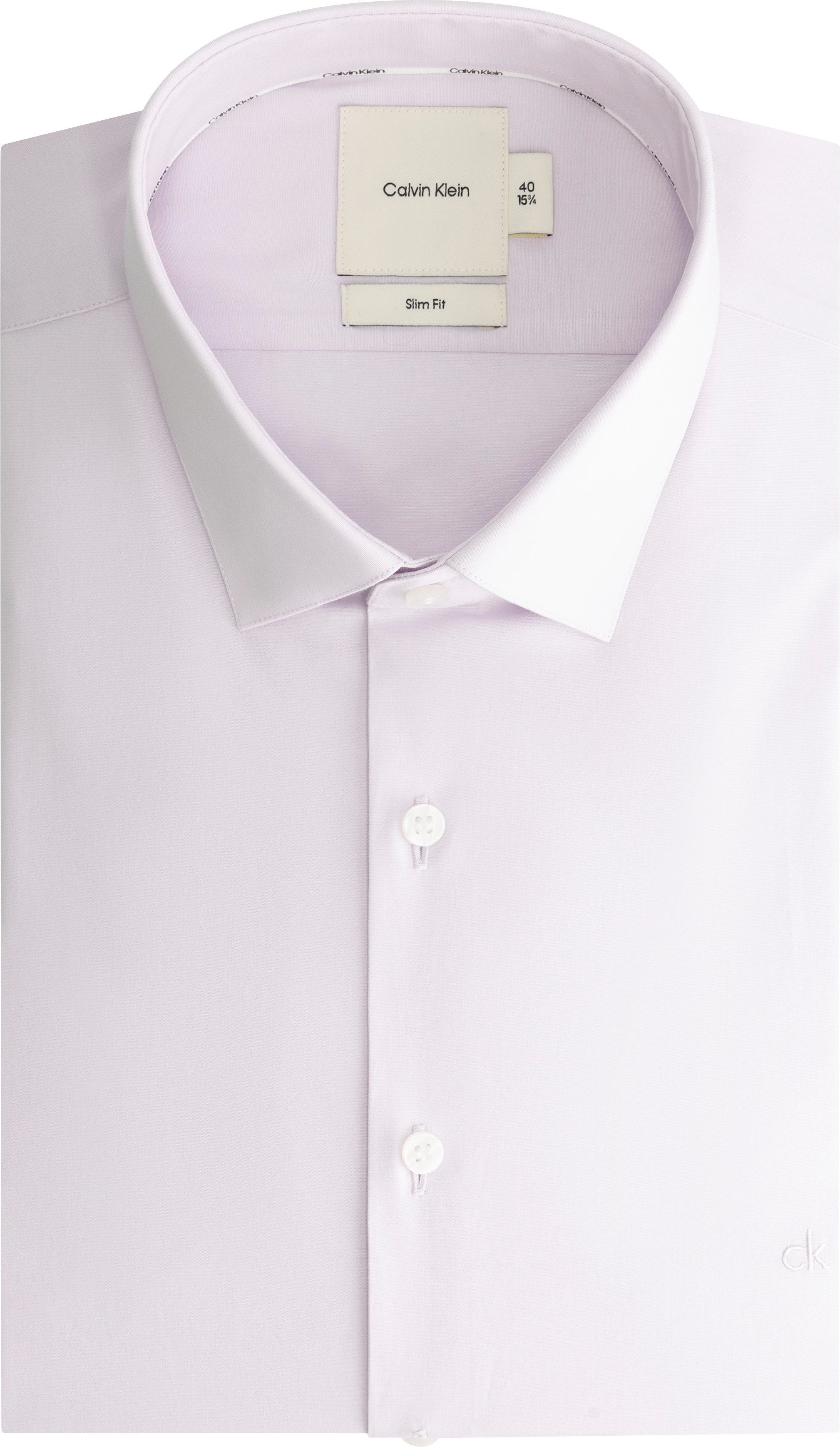 Calvin Klein Businessoverhemd POPLIN STRETCH SLIM SHIRT met kent-kraag, logoprint op borsthoogte