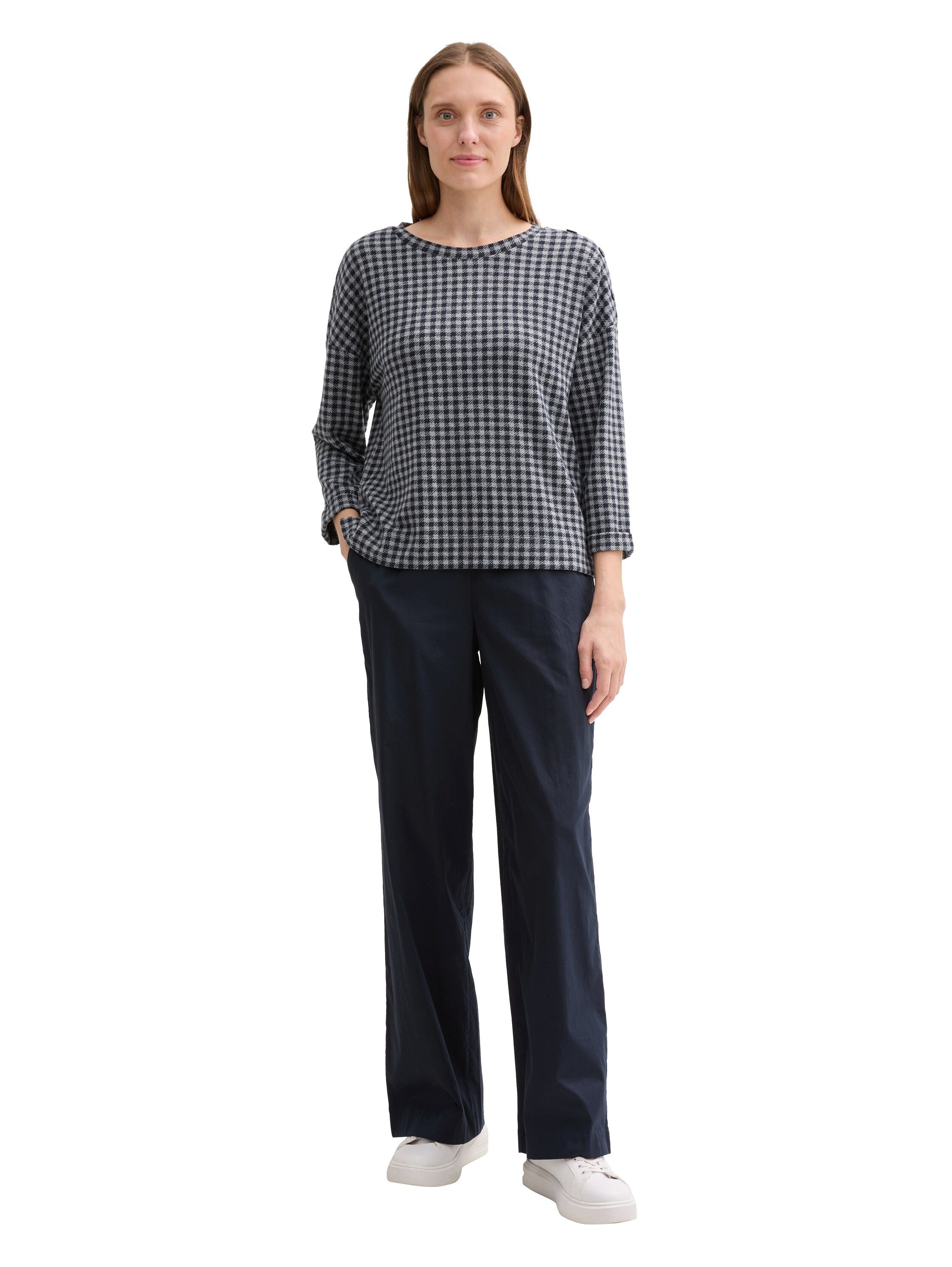 Tom Tailor Sweatshirt 7/8 mouw - met ruitpatroon