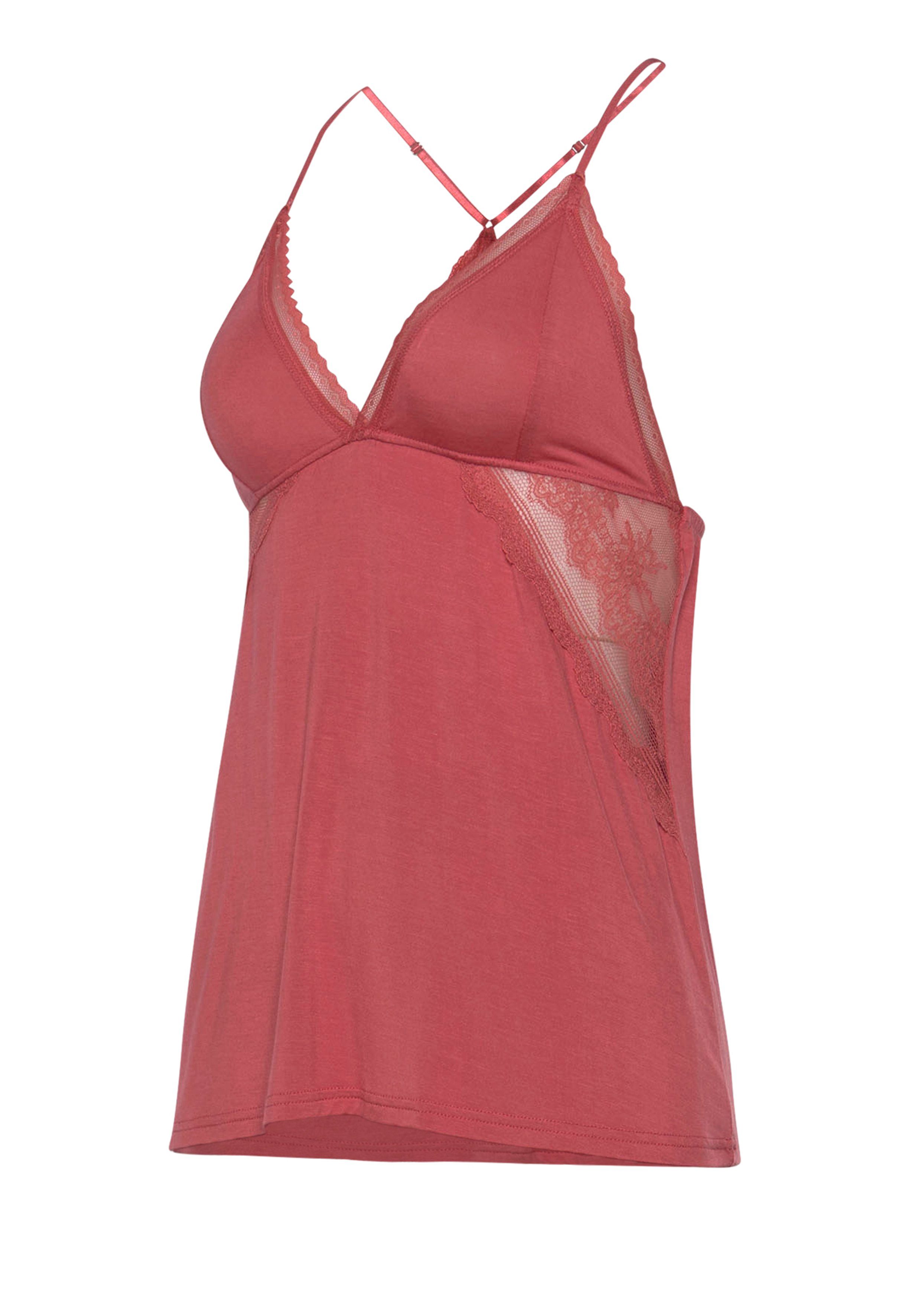 Lascana Babydolltop met fijne bandjes en transparante, kanten inzetten
