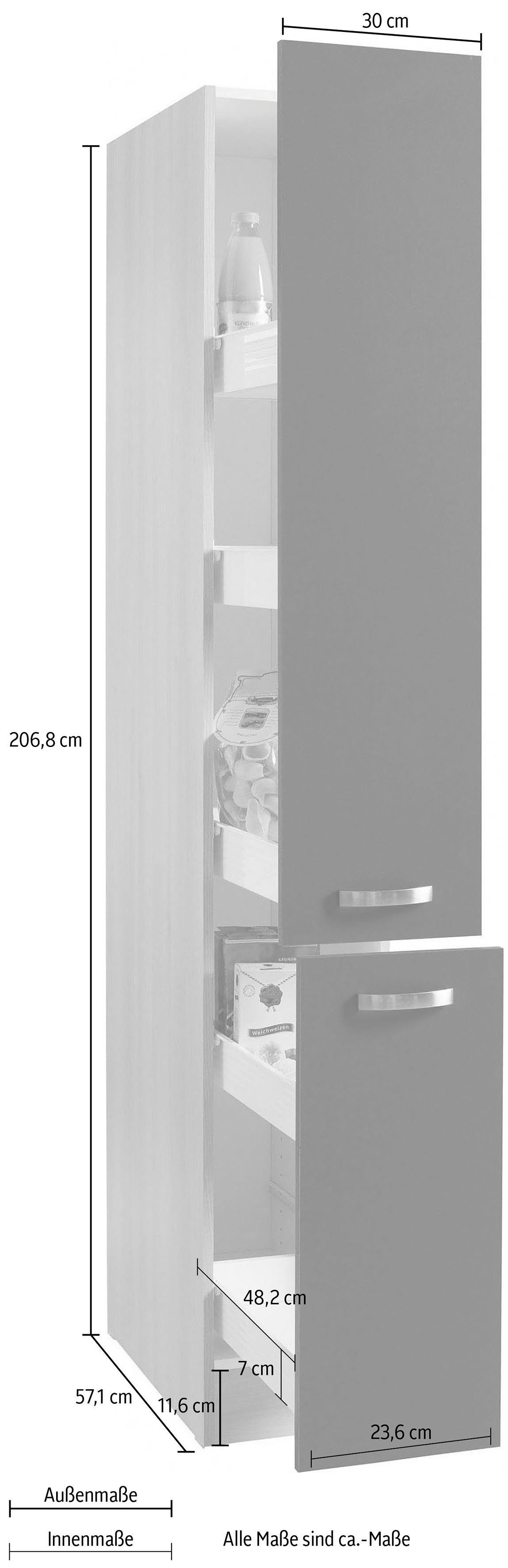 OPTIFIT Apothekerskast Faro , 2 laden, metalen grepen, breedte 30 cm