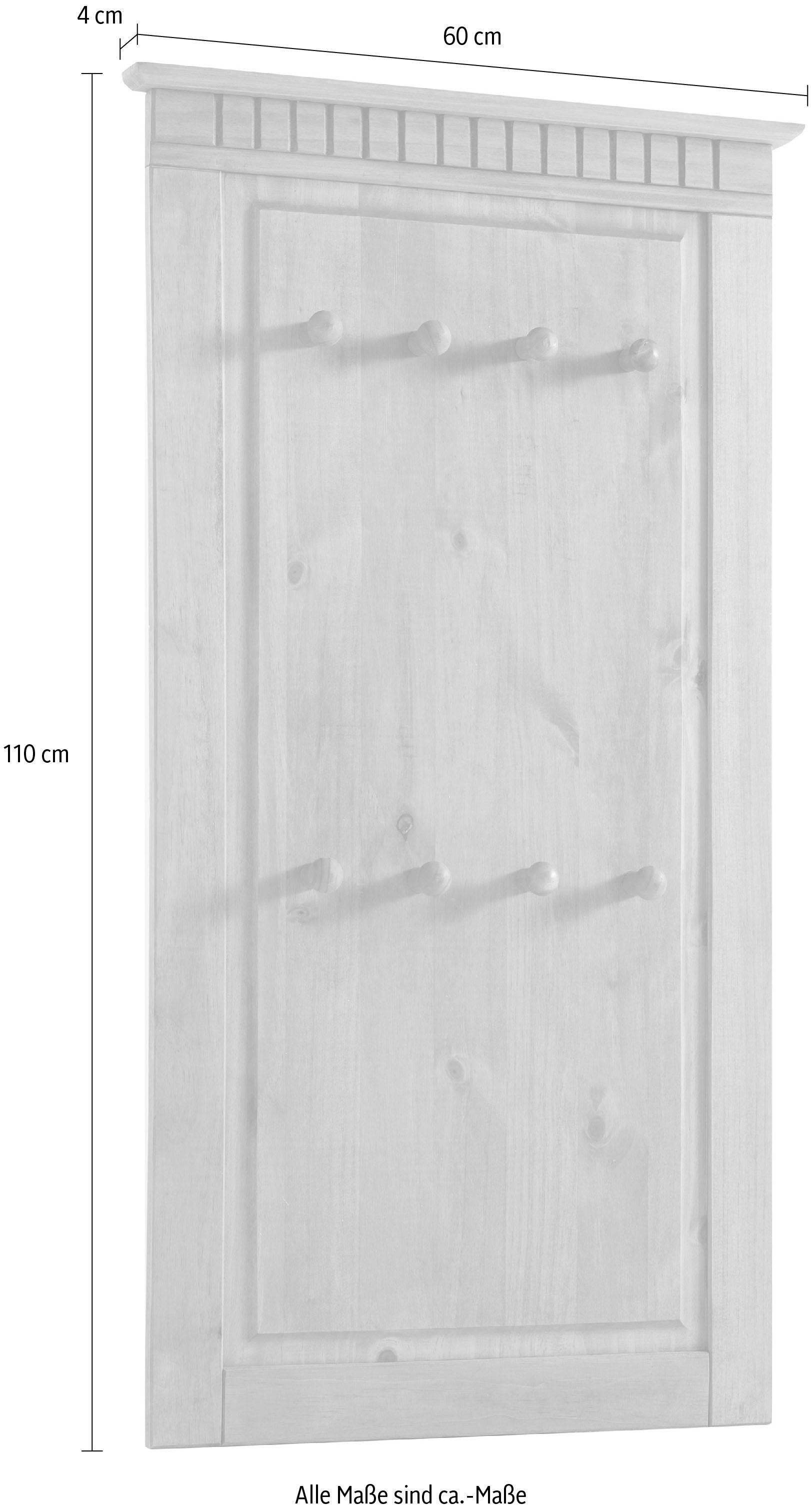 Home affaire Kapstokpaneel Lisa van massief grenenhout, hoogte 110 cm, breedte 60 cm