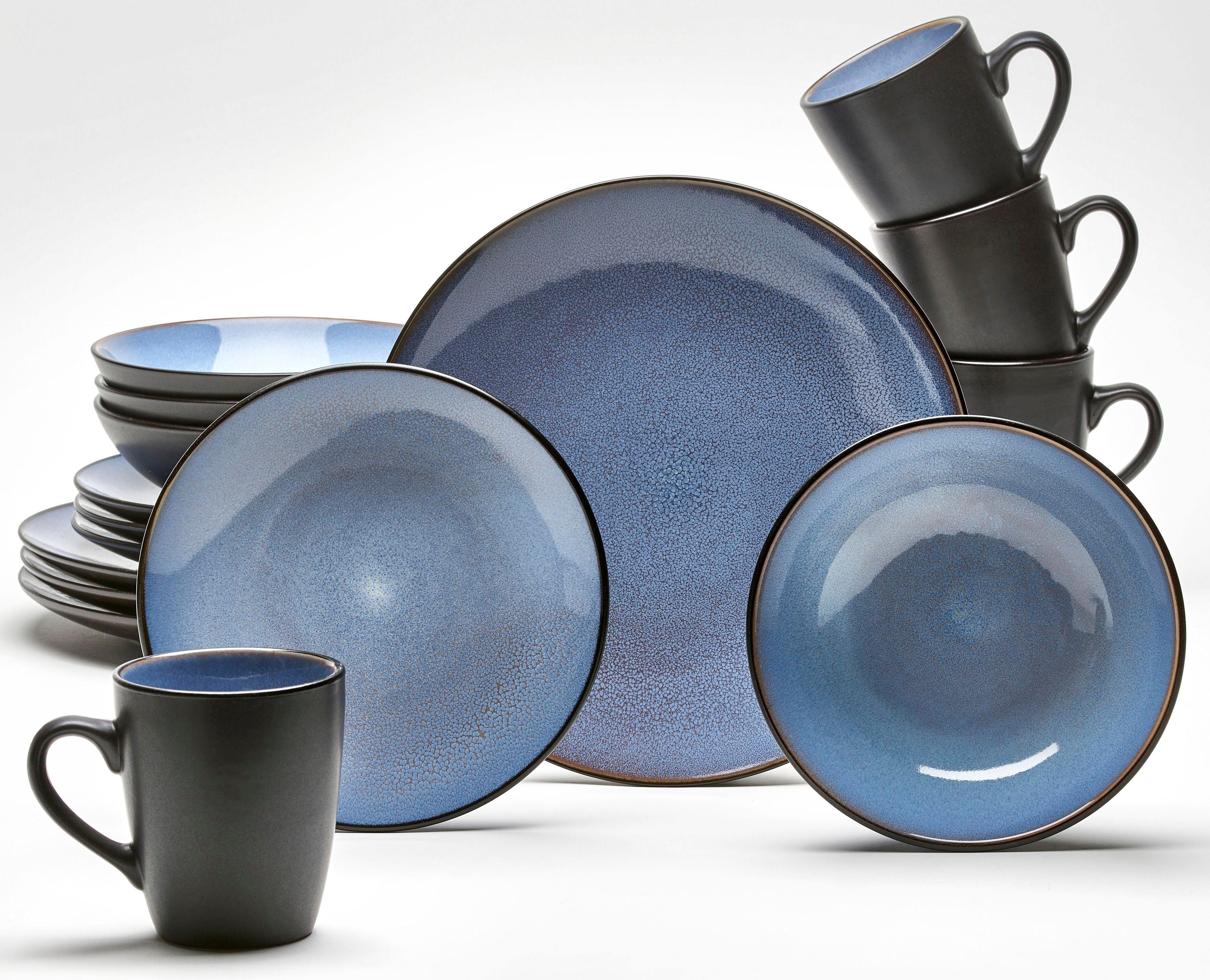 van Well Combi-servies Garda perfect voor dagelijks gebruik (set, 16-delig) serviezen zwart
