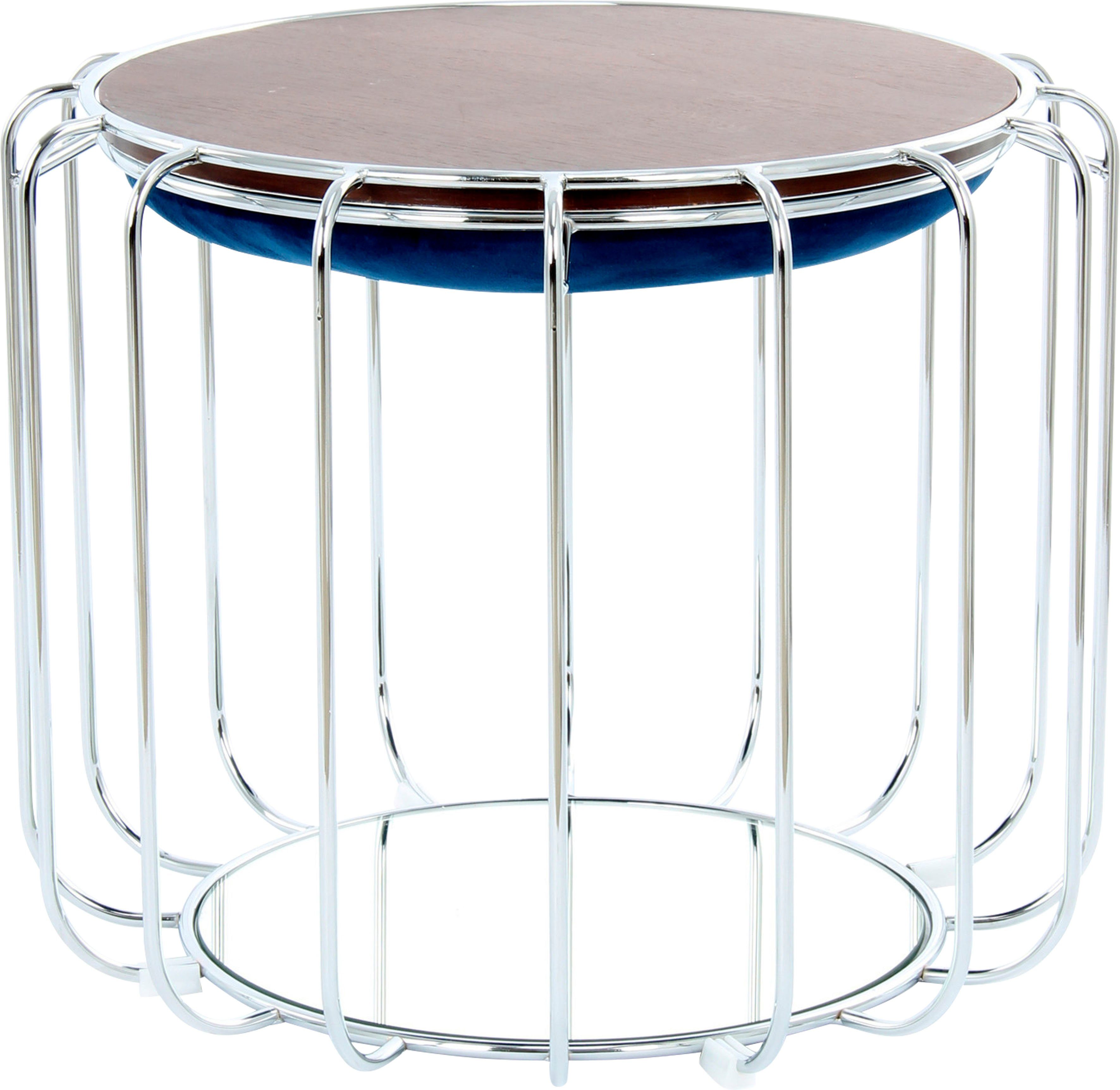 Kayoom Bijzettafel Pouf Comfortable 110, afneembare en omkeerbare bovenkant praktisch om te bouwen tot tafel of voetenbank/poef, met spiegelglas (1