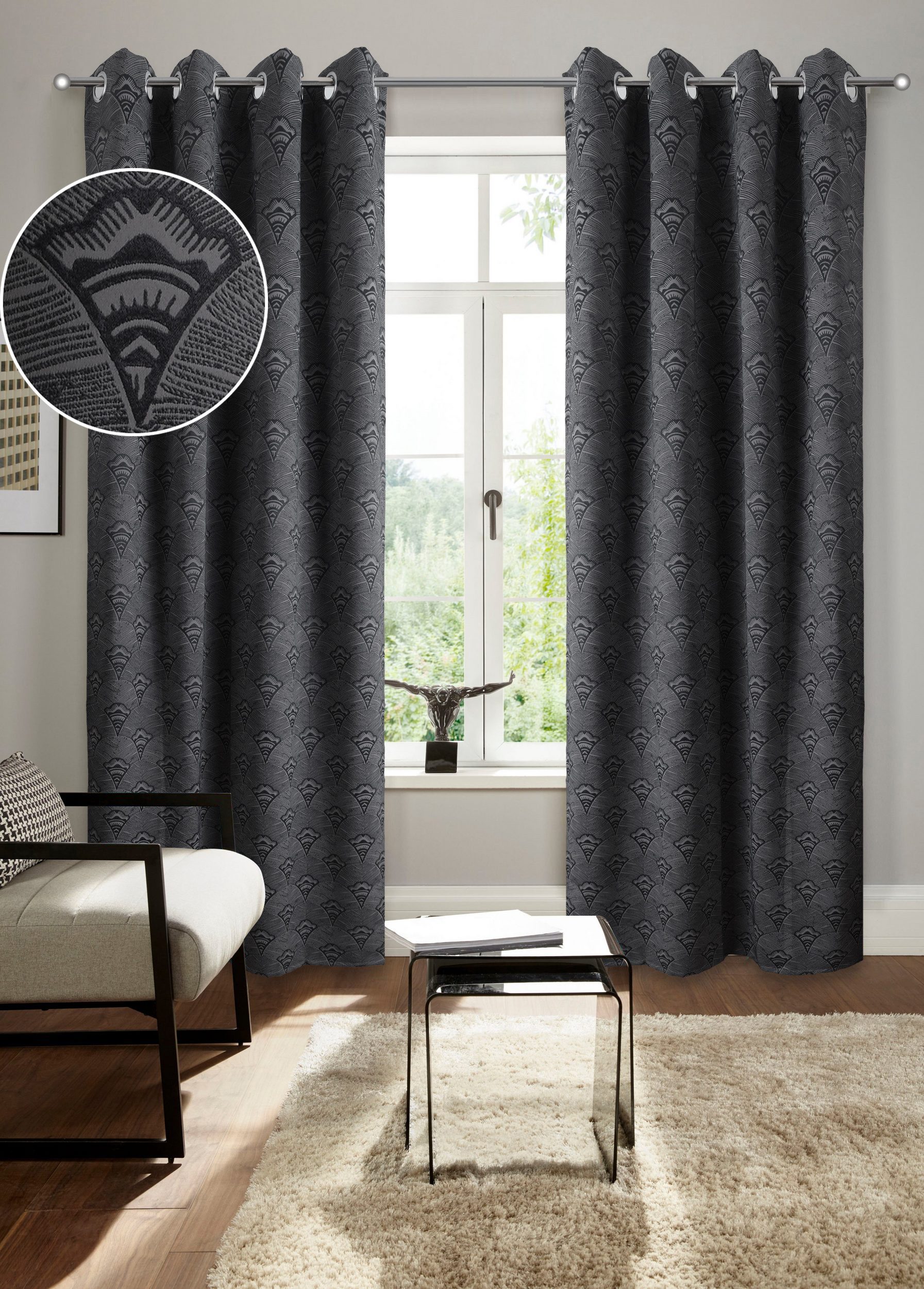 Bruno Banani Verduisteringsgordijn ALESSIO Elegante patroon, jacquard, verduisterend gordijn, ondoorzichtig, modern (1 stuk)