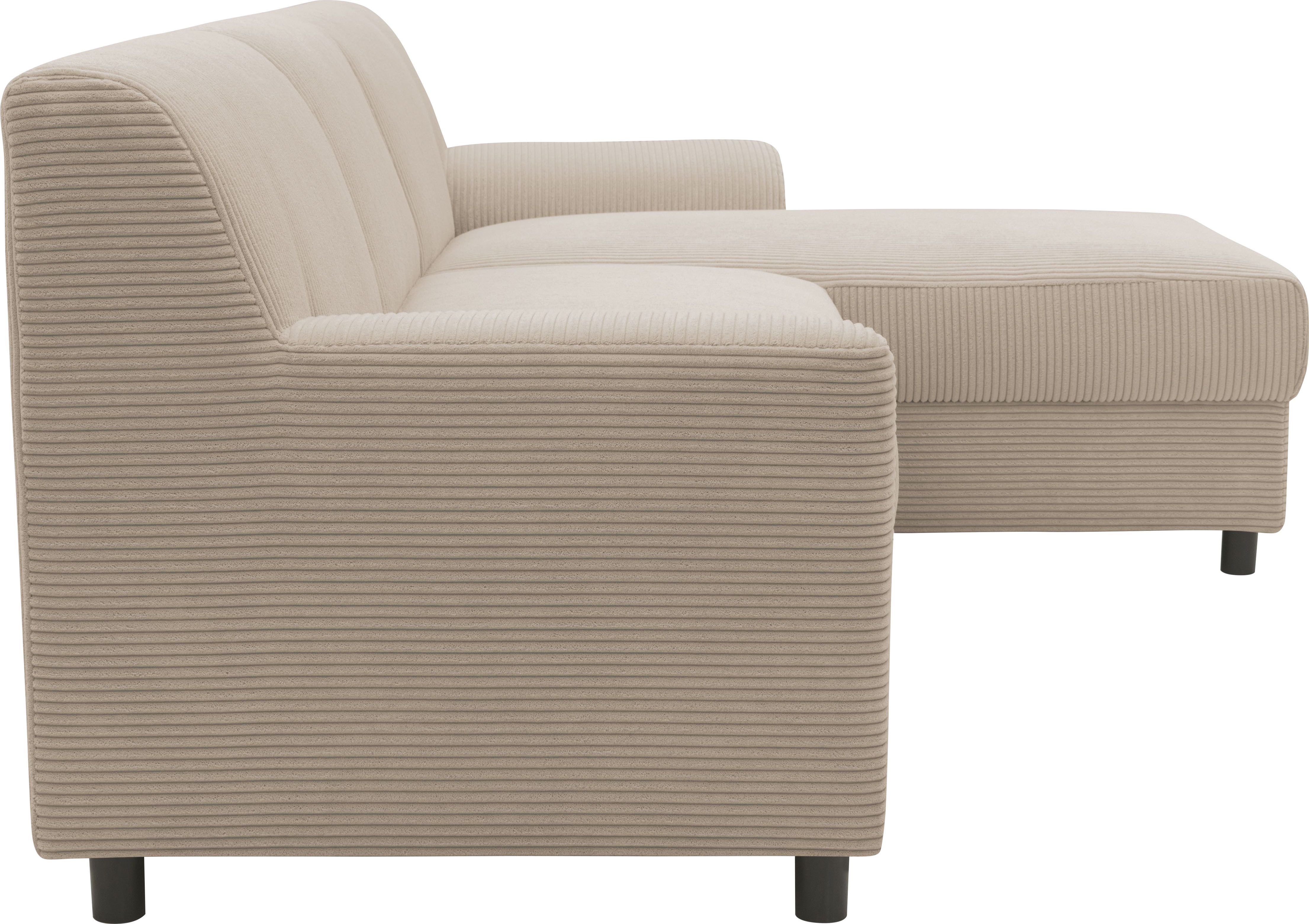INOSIGN Hoekbank Turah 2, L-vorm, in Cord en waterafstotende microvezel, Vering B/D/H: 241/146/79 cm, incl. sierkussen, optioneel met bedfunctie