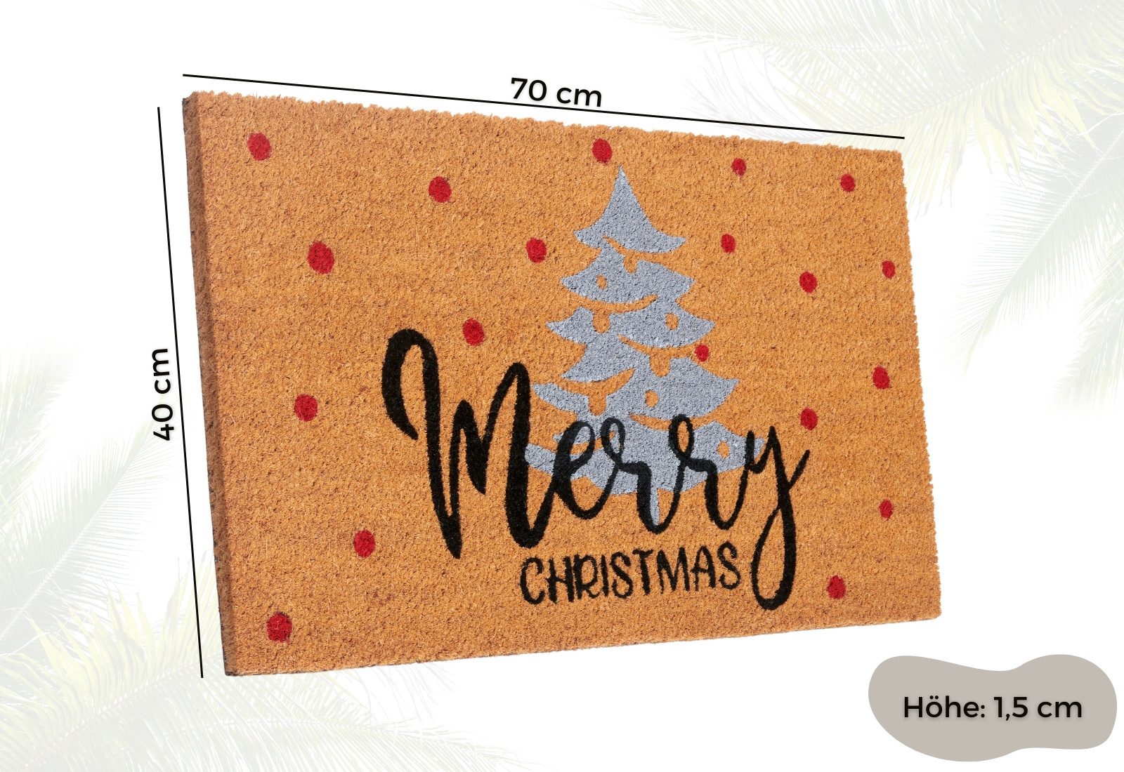 HANSE Home Mat Kokos Silver Christmas Gifts, deurmat Vuilafstotende mat, antislip, buiten, kerst, kokosmat, gang