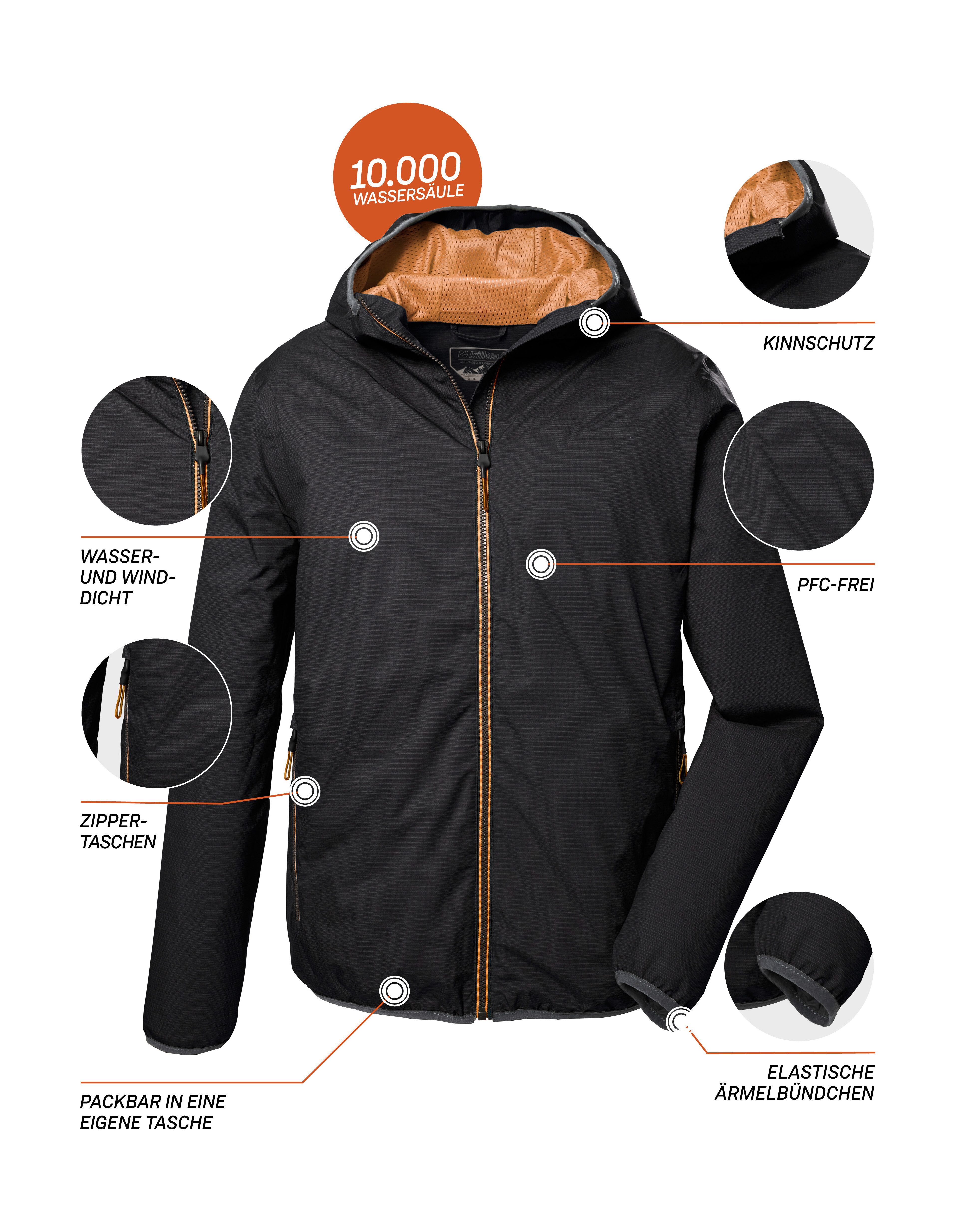 Killtec Outdoorjack KOS 258 MN JCKT Wind- en waterdichte, ademende herenjas, opvouwbaar, PFAS-vrij