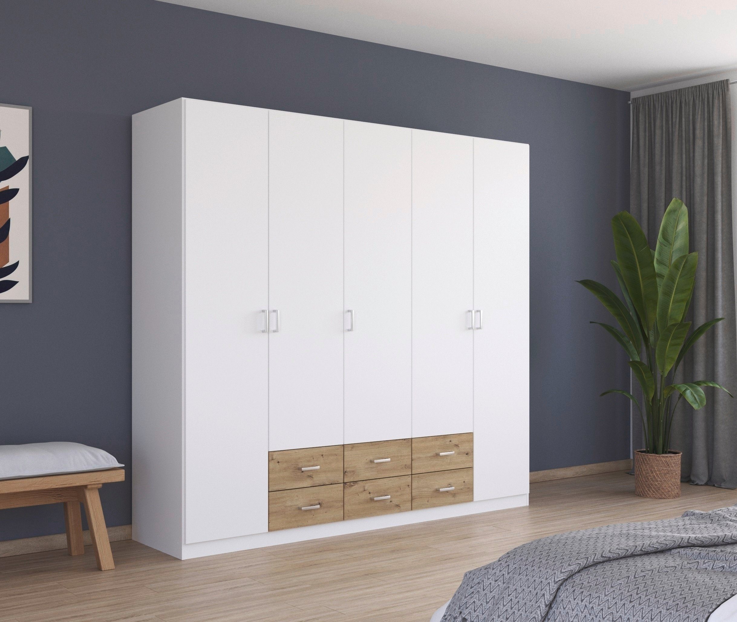 rauch Draaideurkast Kledingkast kast garderobe linnenkast GAMMA in 3 breedtes met 6 lades, in eenvoudig design topseller made in germany