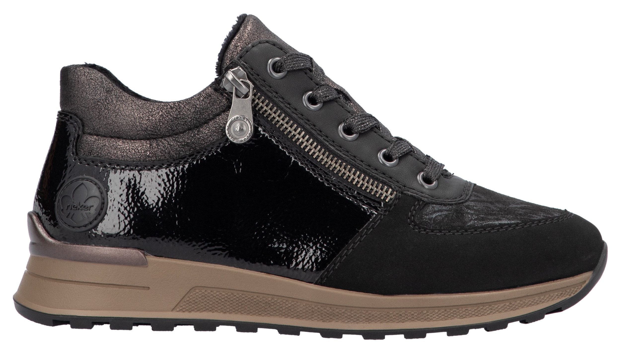 Rieker Sneakers , vrijetijdsschoen, lage schoen, veterschoen met zijrits