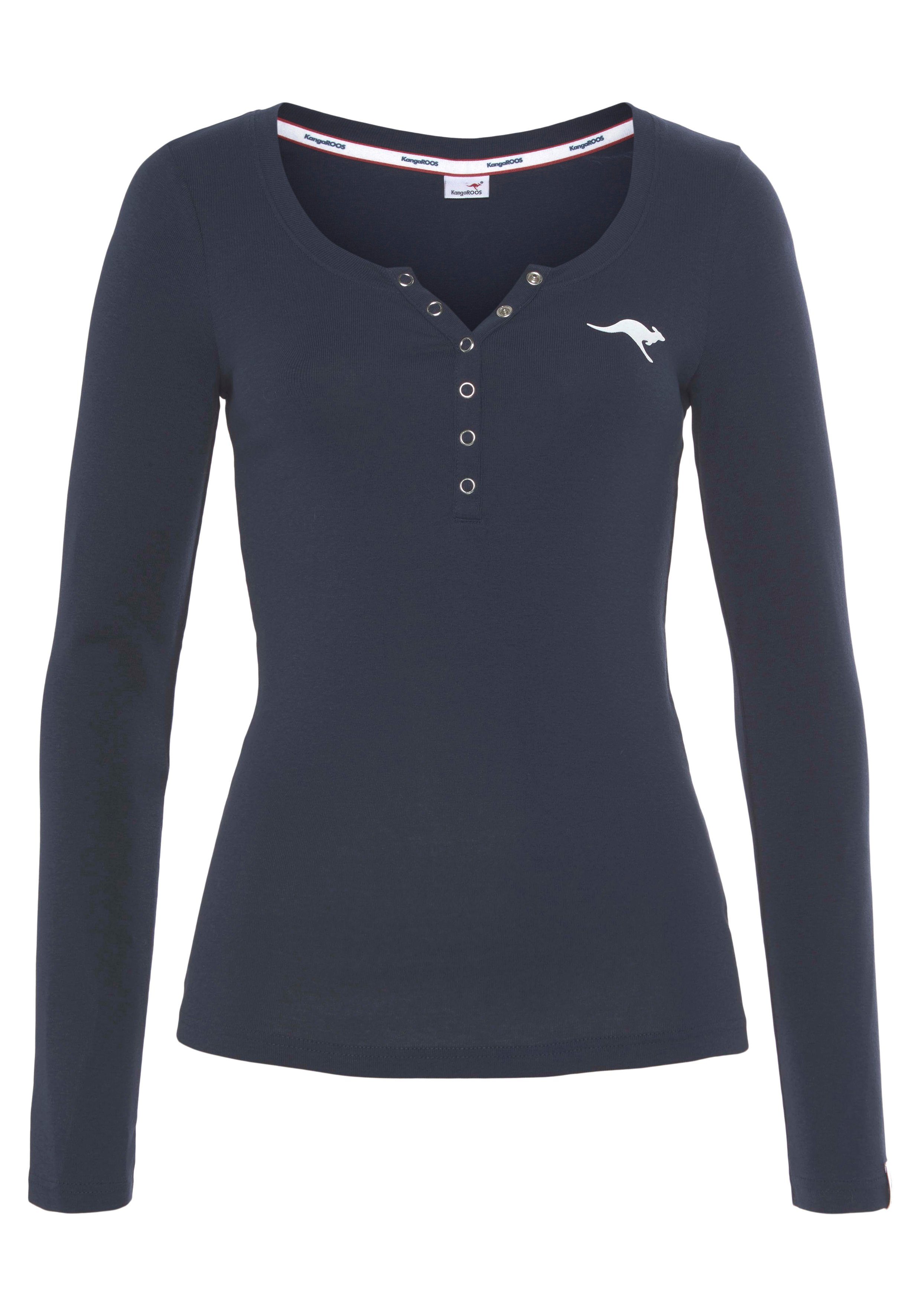 KangaROOS Shirt met lange mouwen oprolbare mouwen, figuurvolgende snit, met logoprint