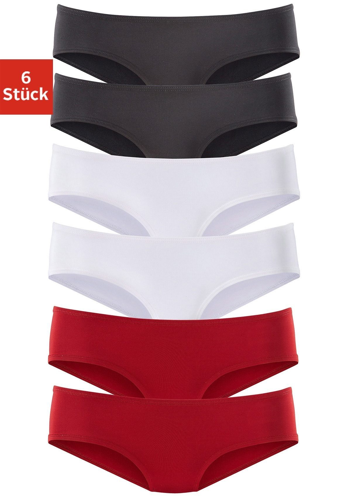 vivance active Hipster van zacht microvezel (6 stuks, Set van 6) dames lingerie maat 40/42 rood