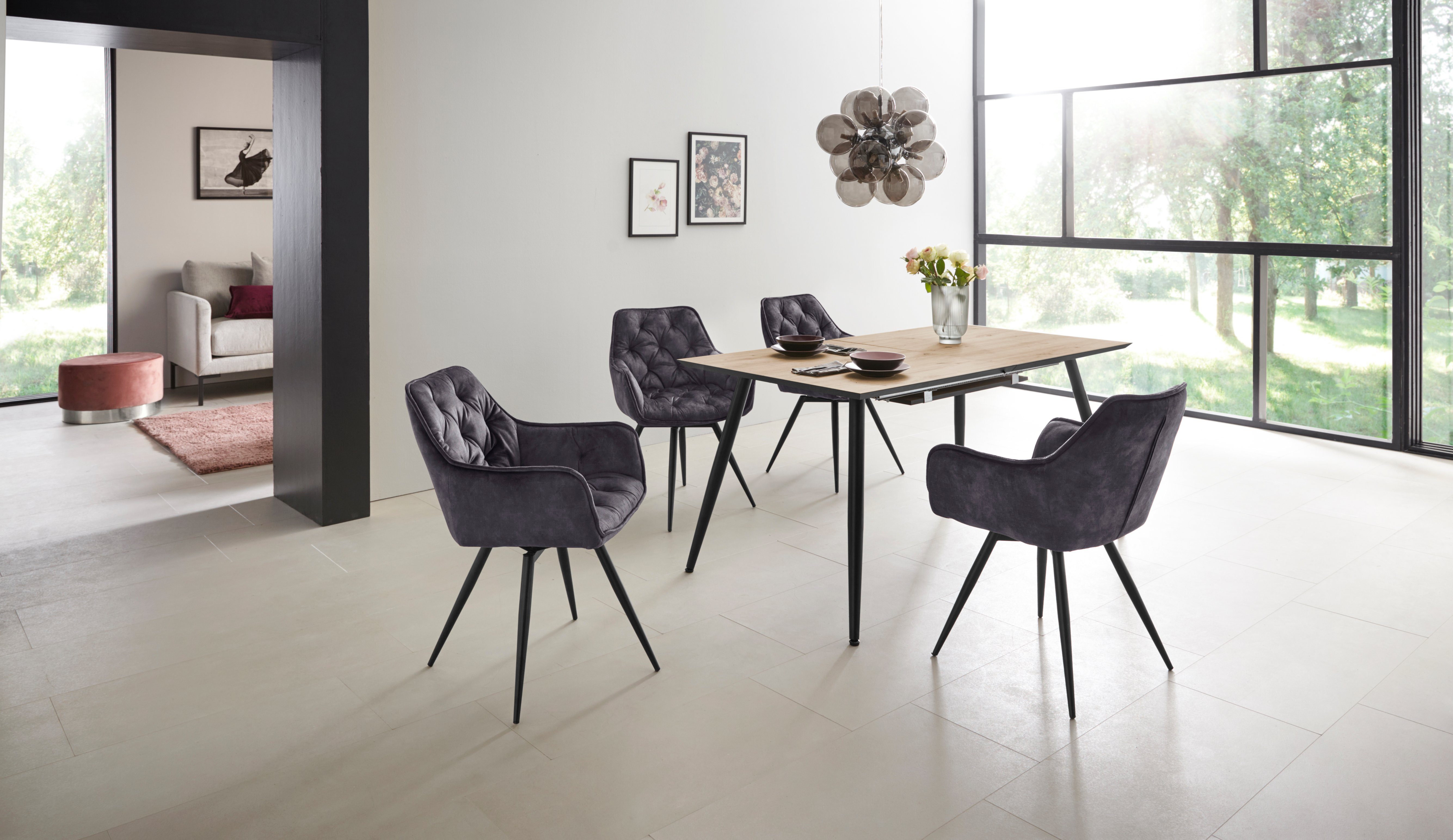 HELA Eetkamerstoel Mara Draaistoel, teddy bekleding, geweven stof of velvet (set)