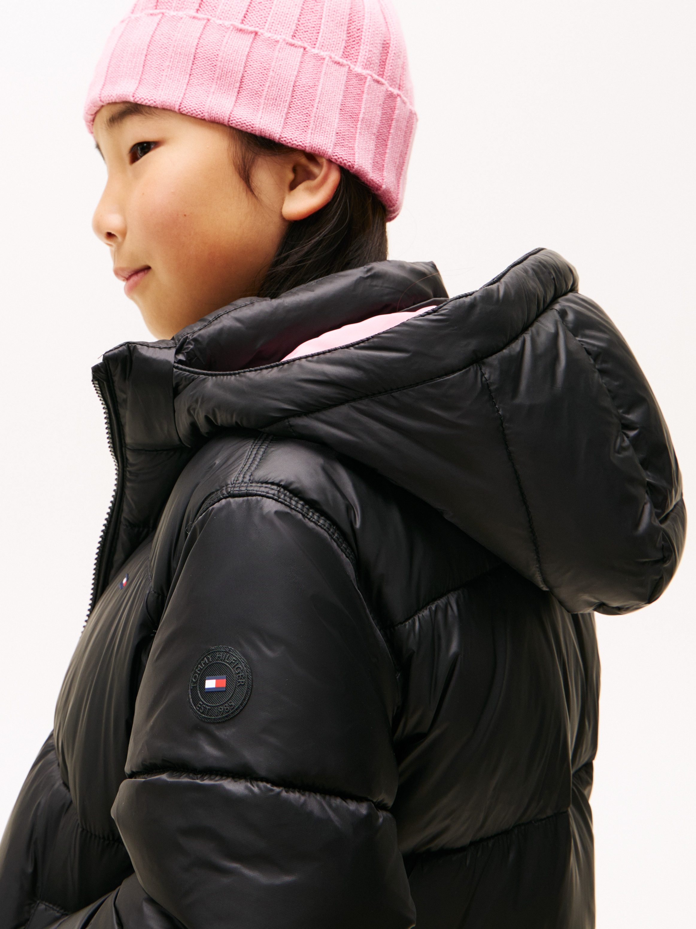 Tommy Hilfiger Gewatteerde jas HOODED SHINY PUFFER JACKET