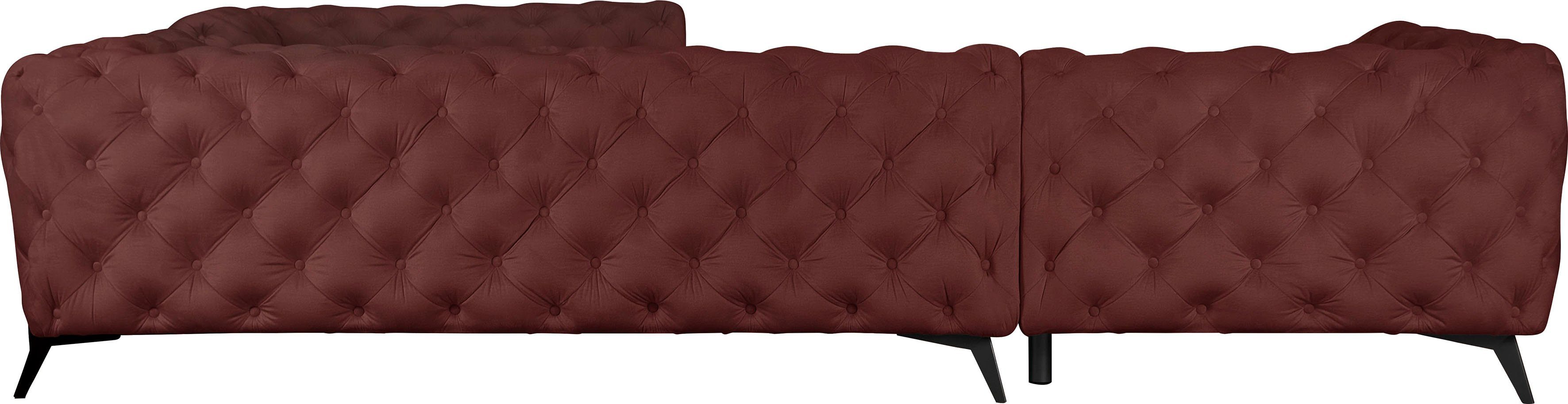 Leonique Chesterfield-bank Amaury L-vorm grote hoekbank, chesterfield-look, breedte 323 cm, kleur van de poten ter keuze