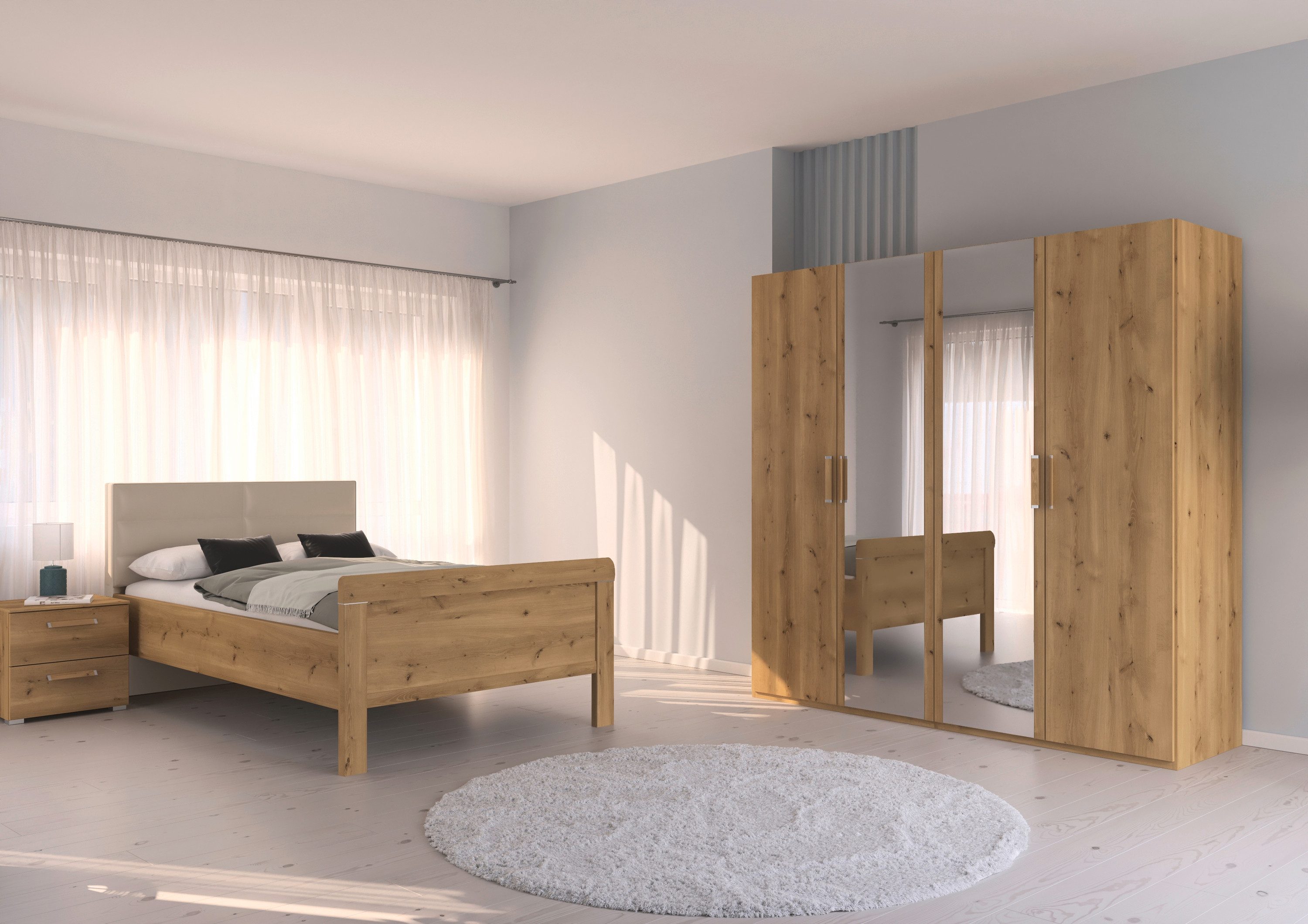 rauch Slaapkamerserie Compleet slaapkamer EVELYN Kast en bed in 2 breedtes, nachtkastje met 2 lades MADE IN GERMANY (set, 3-delig)