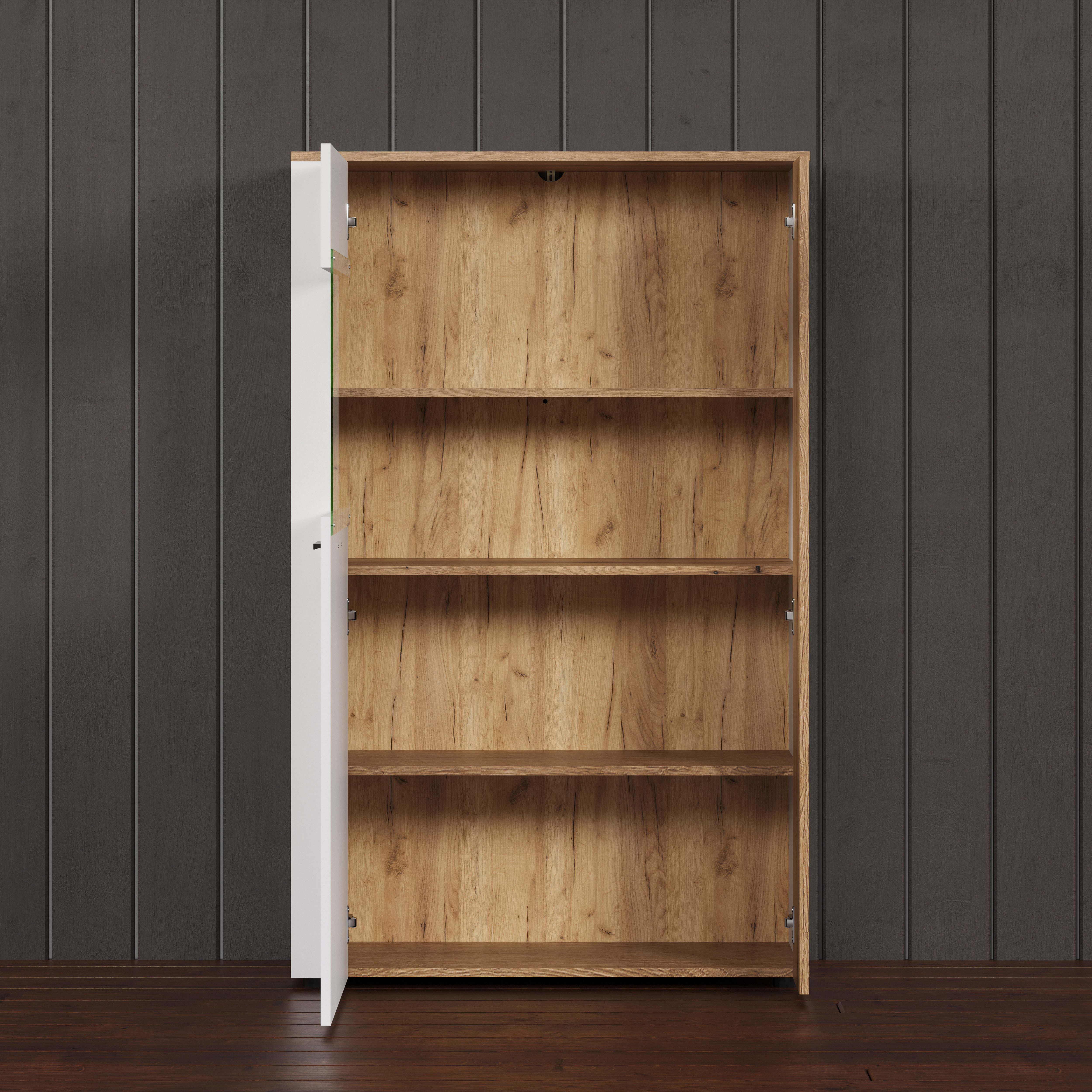 INOSIGN Staande vitrinekast Linz Opbergvitrine met elegante eindhouttoepassingen - 90/42/146 cm (1 stuk)