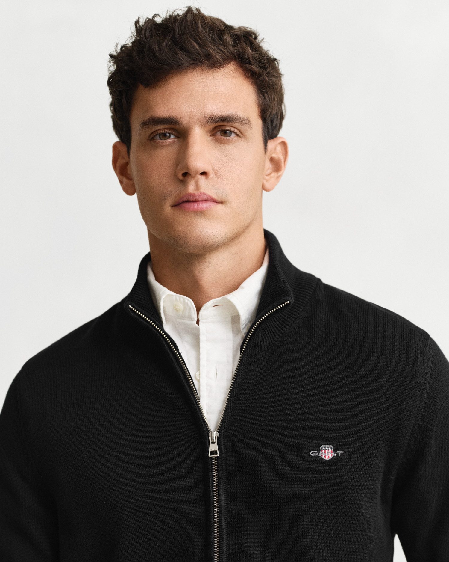 Gant Cardigan CASUAL COTTON ZIP CARDIGAN Met ribbels aan opstaande kraag, mouwen en zoom
