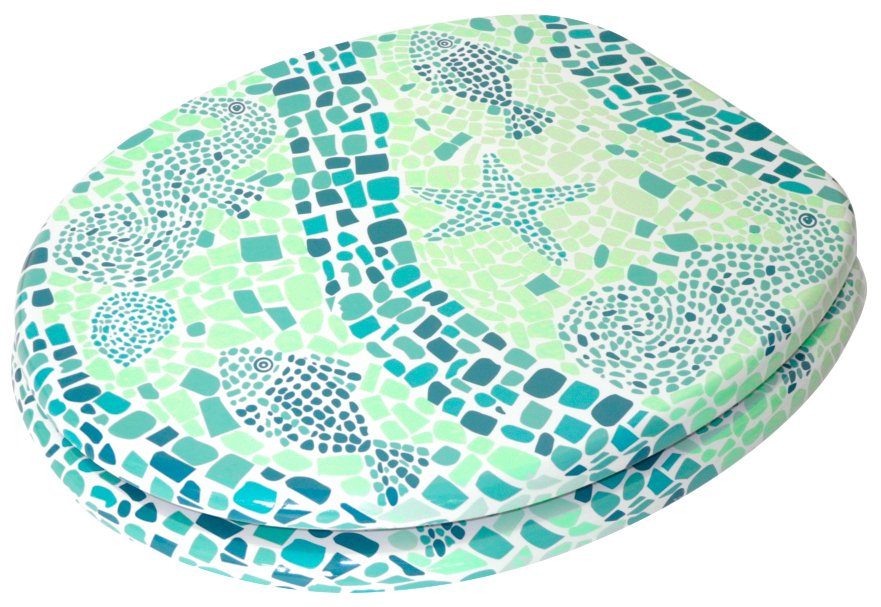 Sanilo Toiletzitting Mosaic World Green met soft-closemechanisme