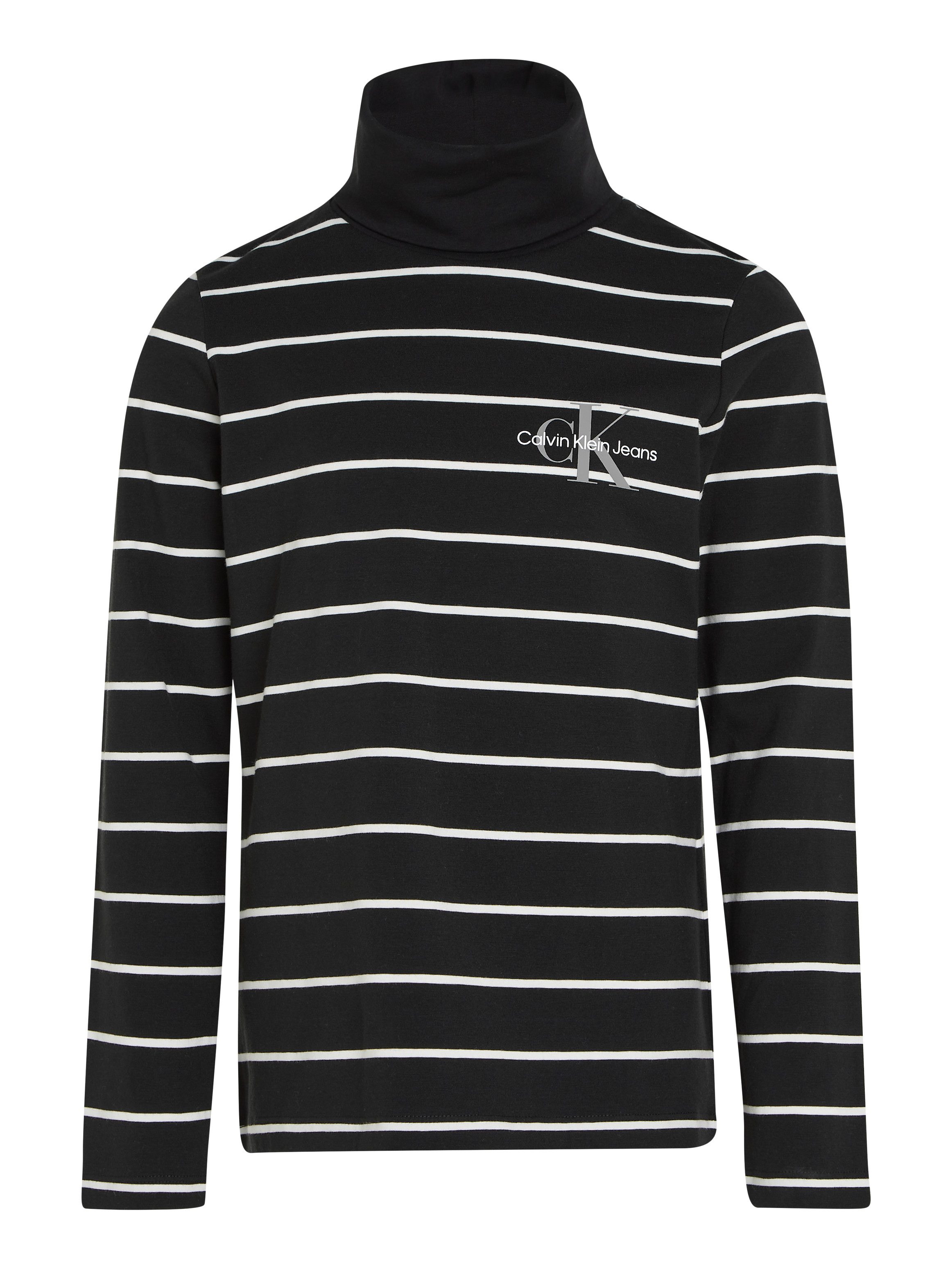 Calvin Klein Colshirt Slim Roll Neck Stripe Ls T-Shirt voor kinderen tot 16 jaar en met logo-opdruk