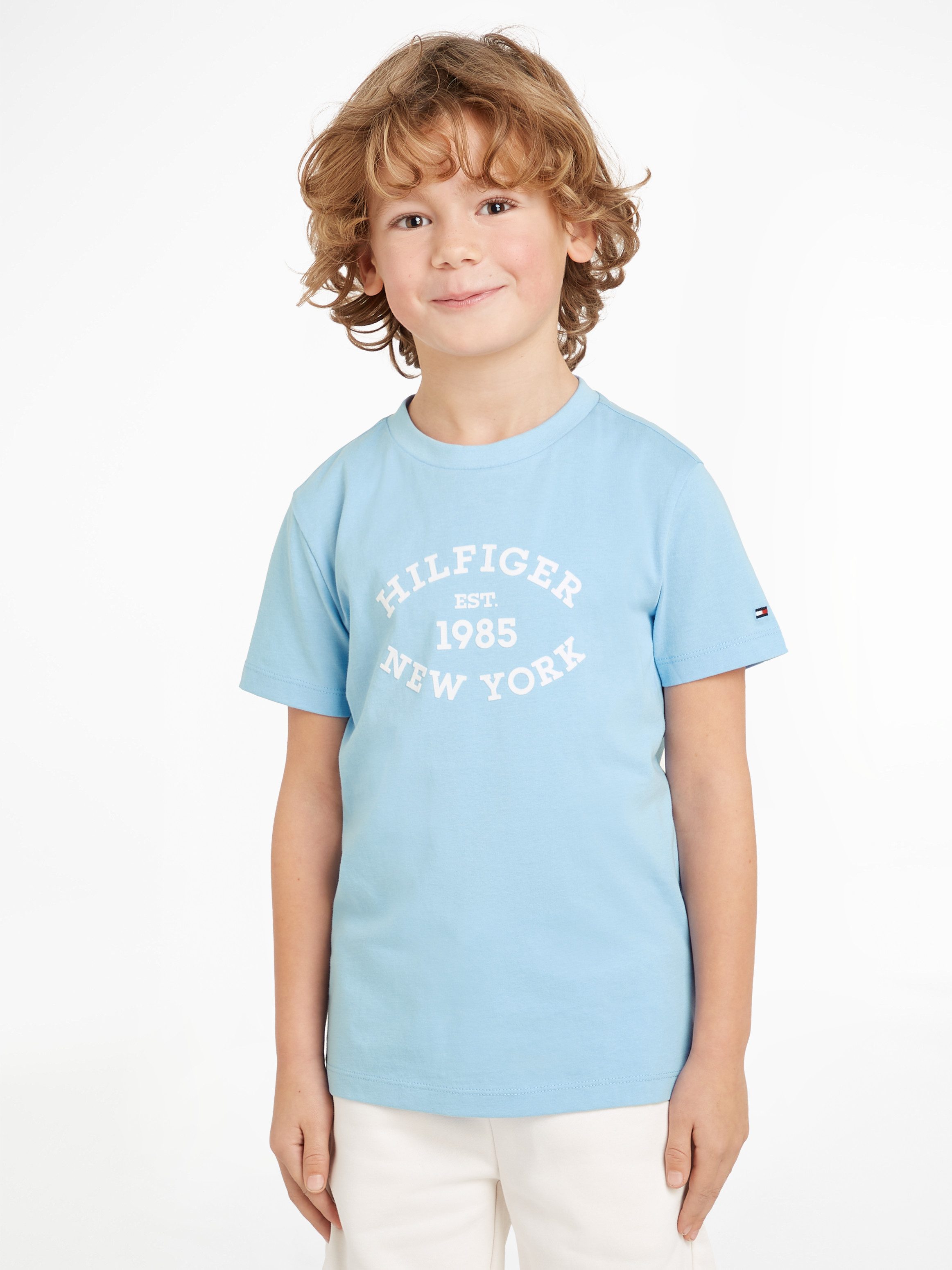 Tommy Hilfiger Shirt met korte mouwen MONOTYPE FLOCK REGULAR TEE SS Kinderen tot 16 jaar met logo-opdruk